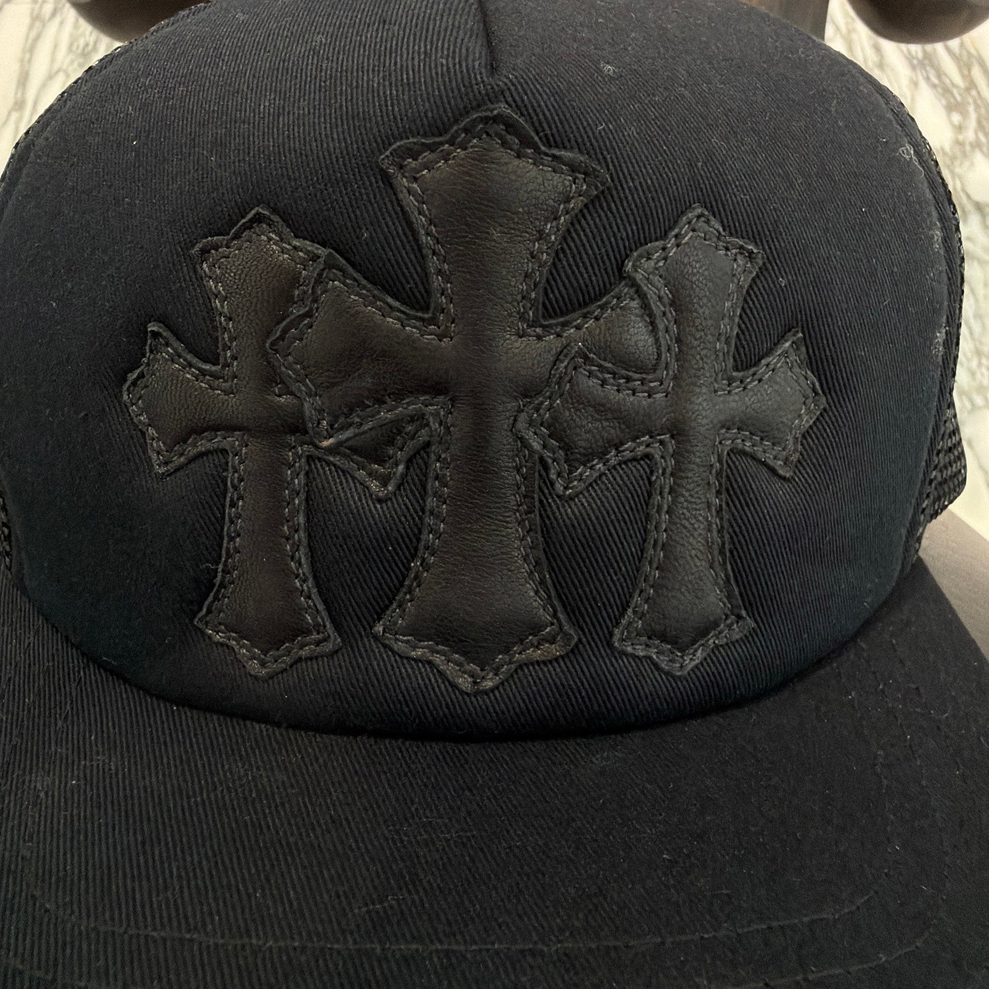 CHROME HEARTS Triple Cross Leather Patch Trucker Cap ONE SIZE (51-61) クロムハーツ トリプルクロス レザーパッチ トラッカーキャップ サイズONE SIZE (51-61)