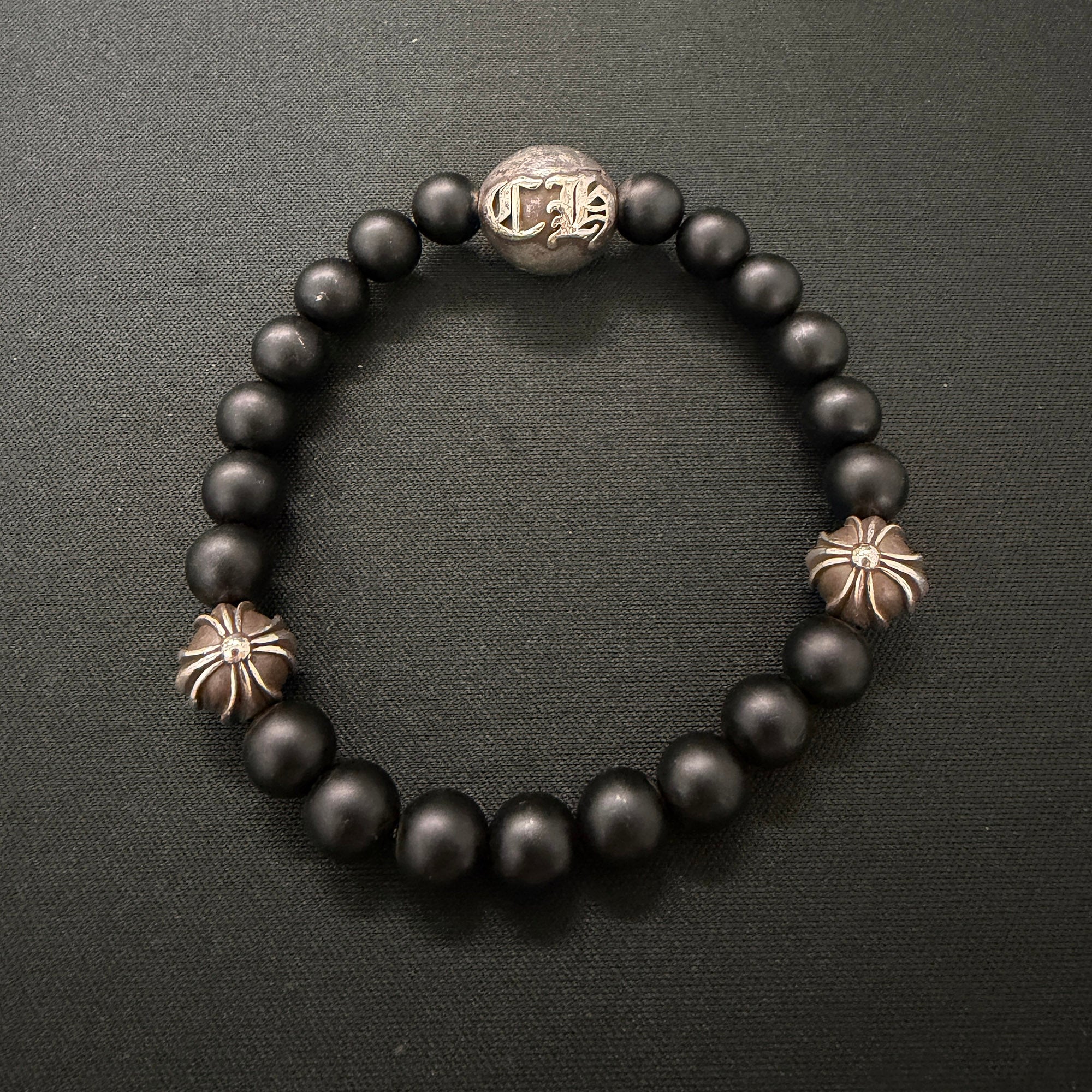 CHROME HEARTS CH Cross Beads Bracelet Size 8mm クロムハーツ CH