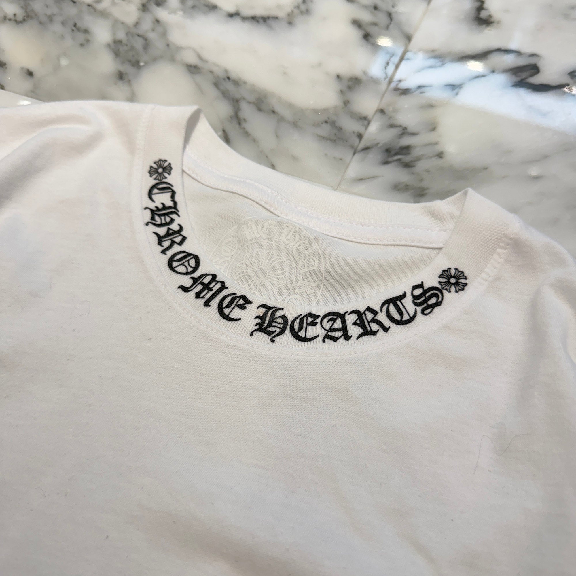 CHROME HEARTS Neck Logo Tee Size S クロムハーツ ネックロゴTシャツ サイズS