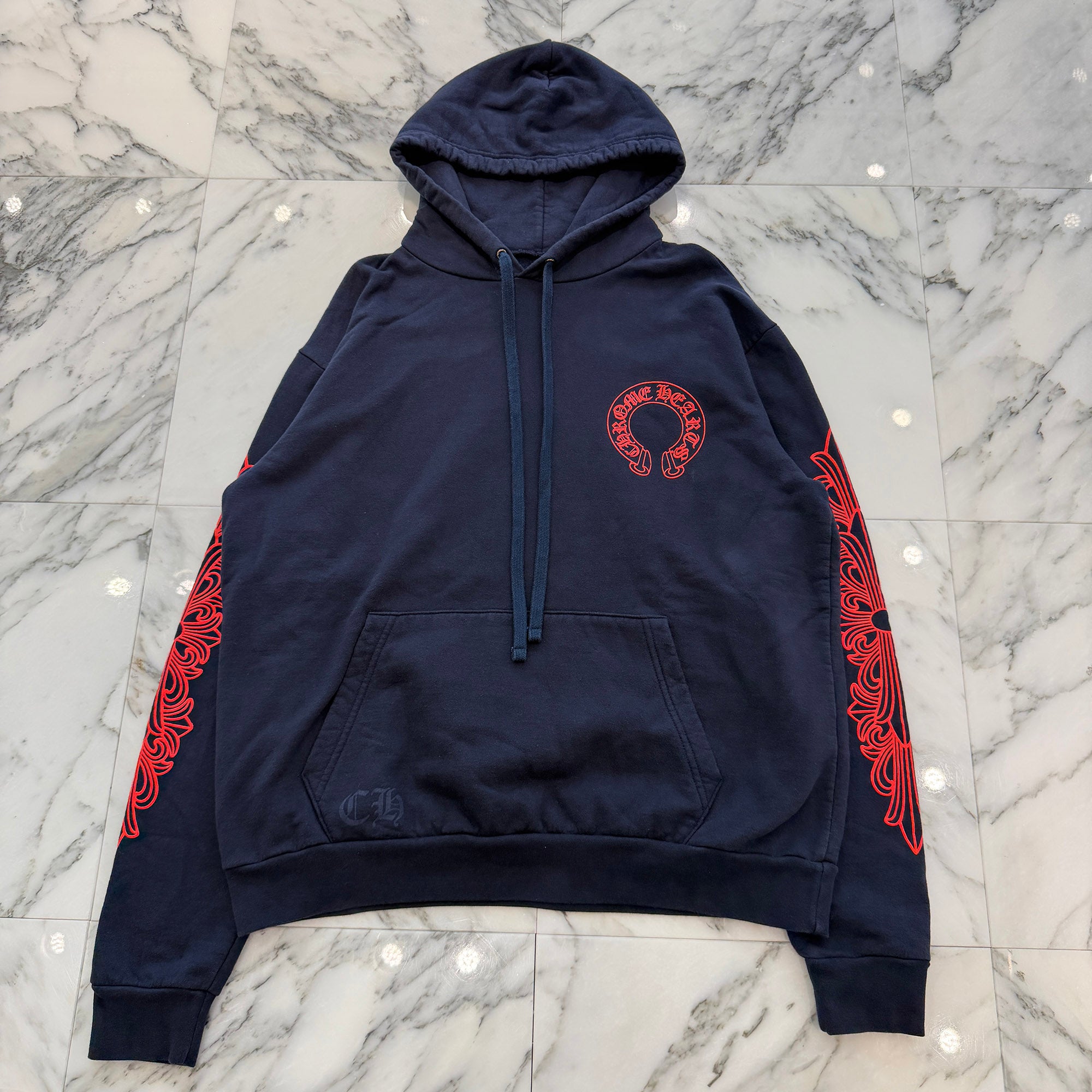 CHROME HEARTS 2025SS Floral Cross Horseshoe Pullover Hoodie Size M クロムハーツ フローラルクロス ホースシュー プルオーバーフーディーサイズM