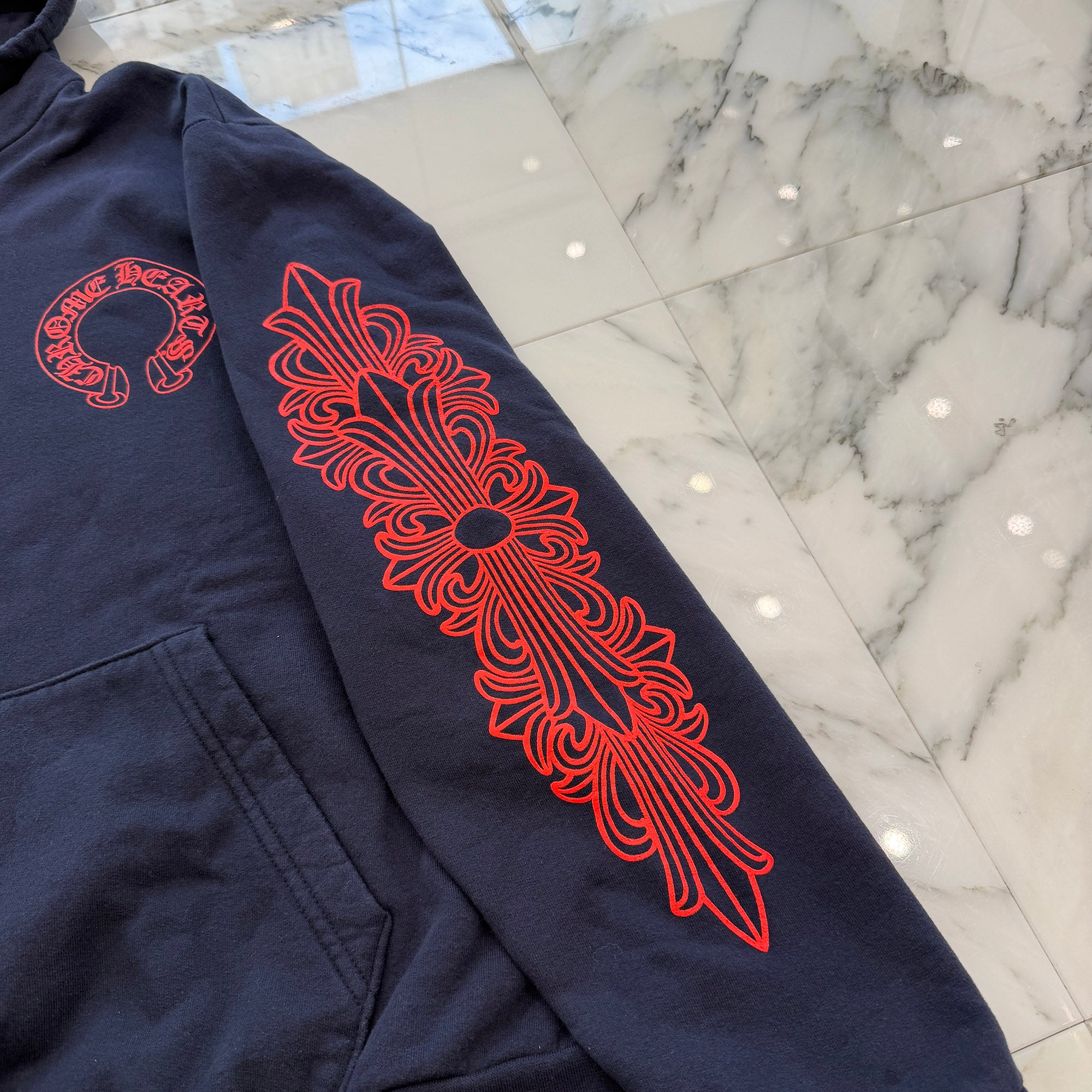 CHROME HEARTS 2025SS Floral Cross Horseshoe Pullover Hoodie Size M クロムハーツ フローラルクロス ホースシュー プルオーバーフーディーサイズM