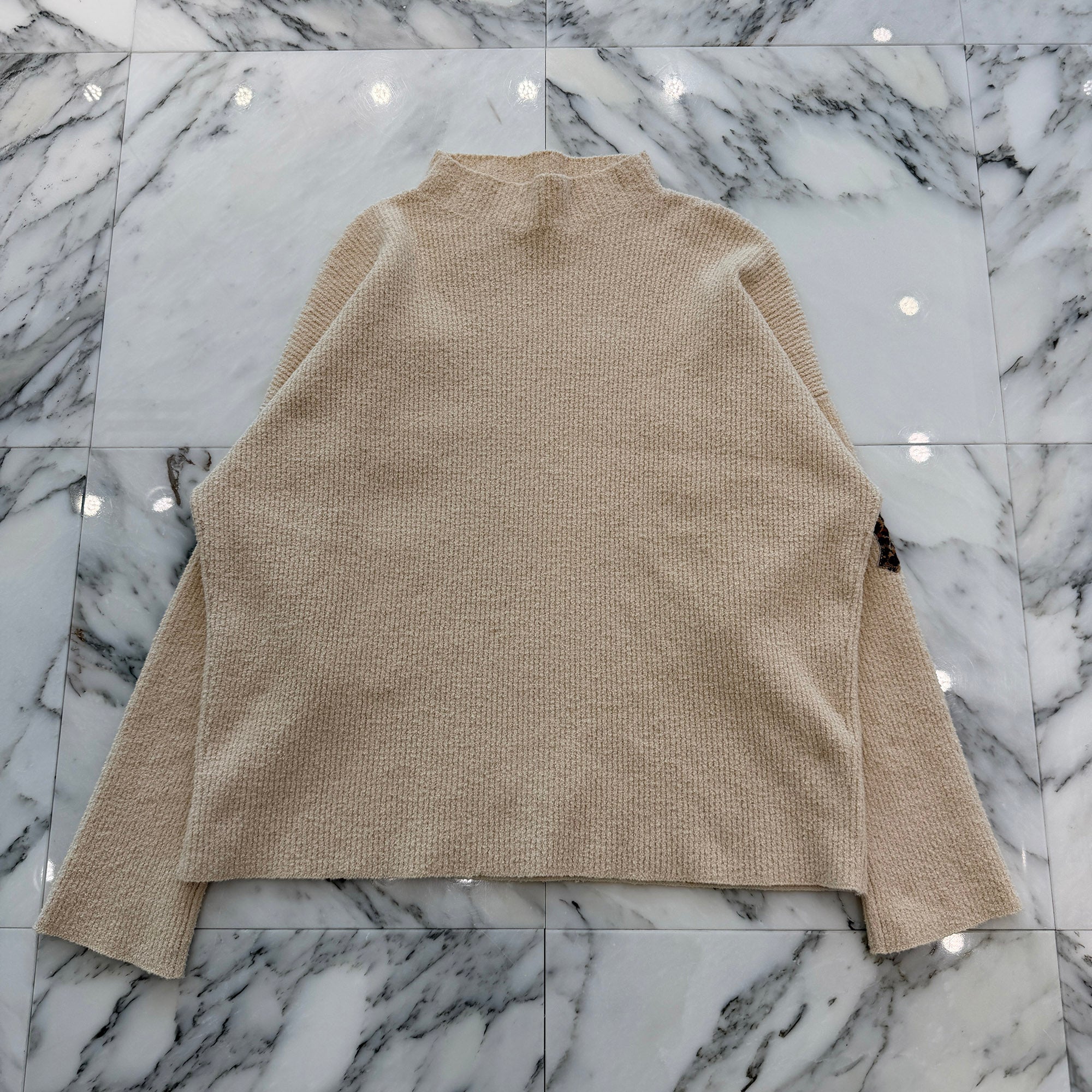 CHROME HEARTS YNOT Leopard Harako Leather Cross Patch High Neck Knit Sweater Size XSM/SML クロムハーツ ワイノット レオパード ハラコレザークロスパッチ ハイネック ニットセーター サイズXSM/SML