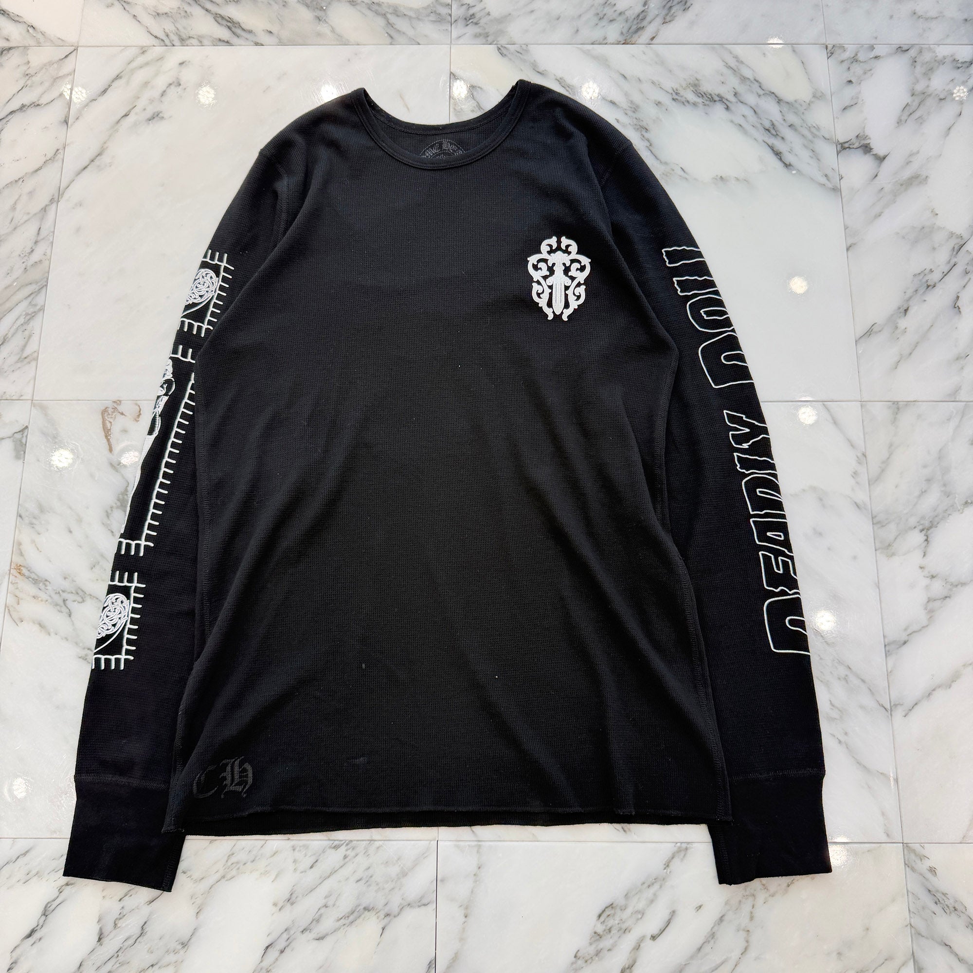 CHROME HEARTS × DEADLY DOLL Horseshoe Thermel Long Sleeve Tee Size L クロムハーツ × デッドリードール ホースシュー サーマル ロングスリーブTシャツ サイズL
