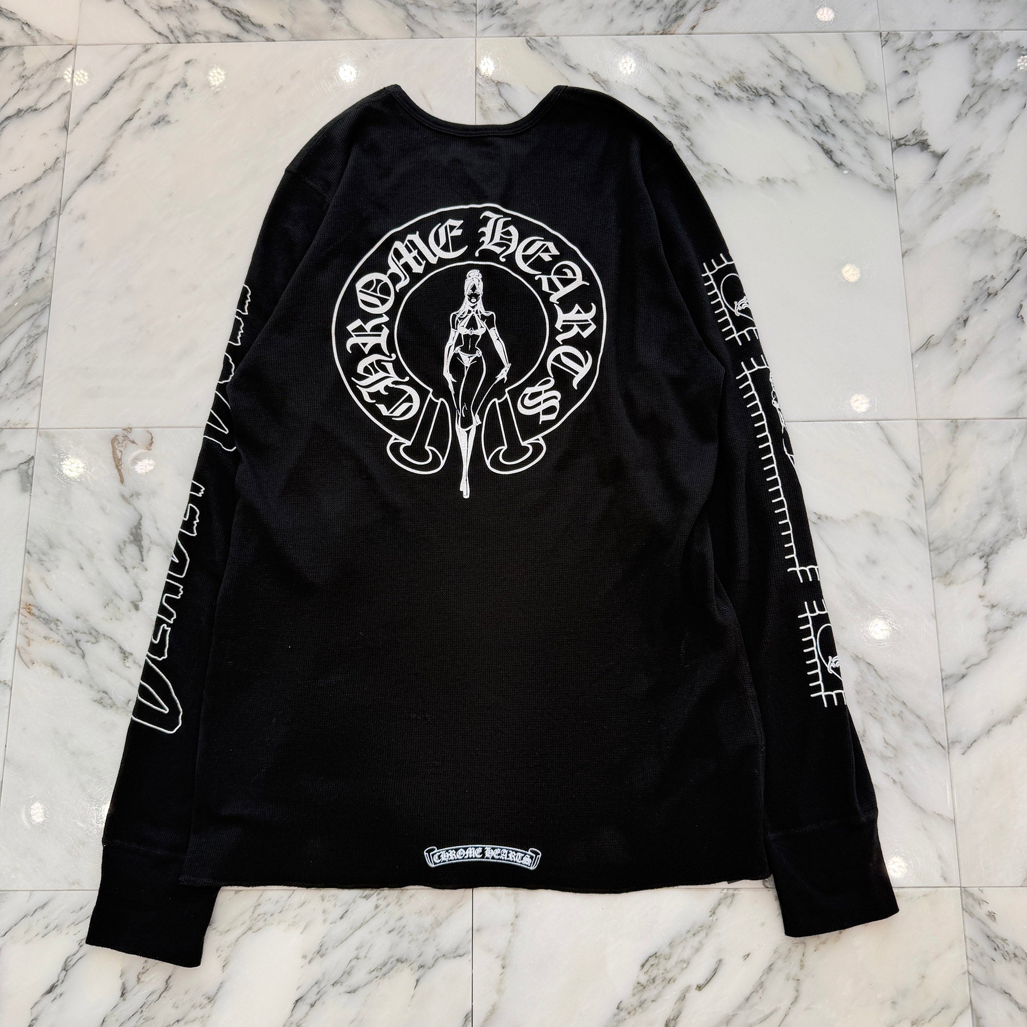 CHROME HEARTS × DEADLY DOLL Horseshoe Thermel Long Sleeve Tee Size L クロムハーツ × デッドリードール ホースシュー サーマル ロングスリーブTシャツ サイズL