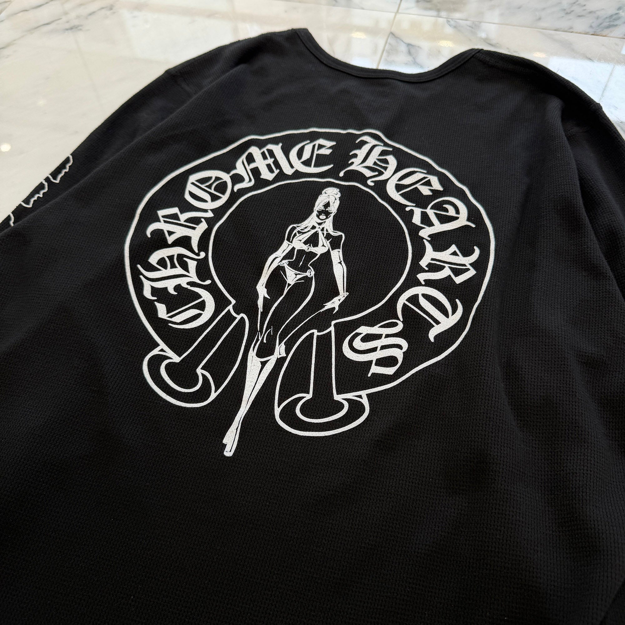 CHROME HEARTS × DEADLY DOLL Horseshoe Thermel Long Sleeve Tee Size L クロムハーツ × デッドリードール ホースシュー サーマル ロングスリーブTシャツ サイズL