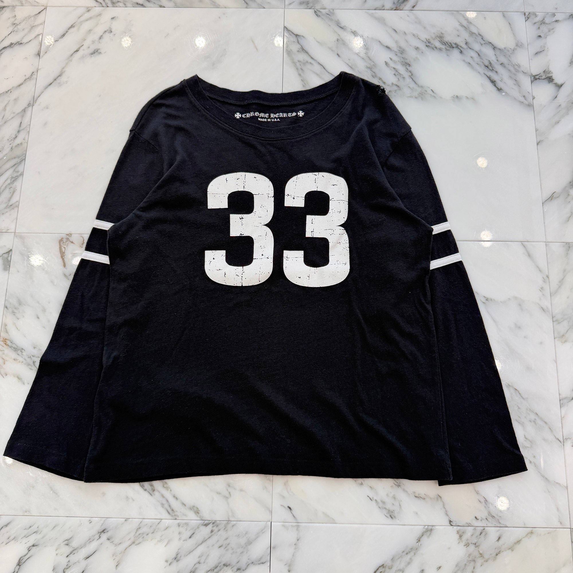 CHROME HEARTS 33 Horseshoe Crack Print Long Sleeve Tee Size M クロムハーツ 33 ホースシュー クラックプリント ロングスリーブＴシャツ サイズM