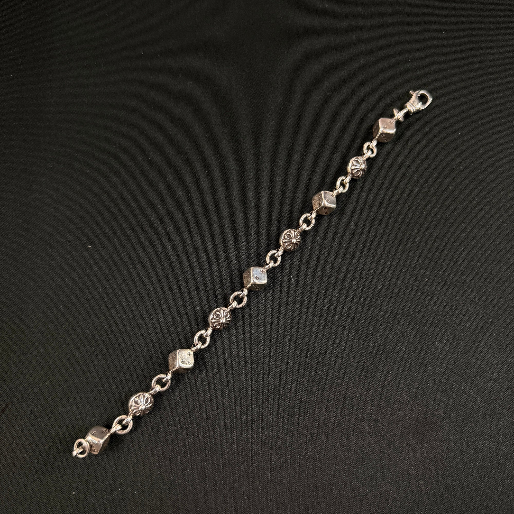 CHROME HEARTS DICE Cross Ball Silver Bracelet Size 9 LINK クロムハーツ ダイス クロスボール シルバー ブレスレット サイズ9リンク