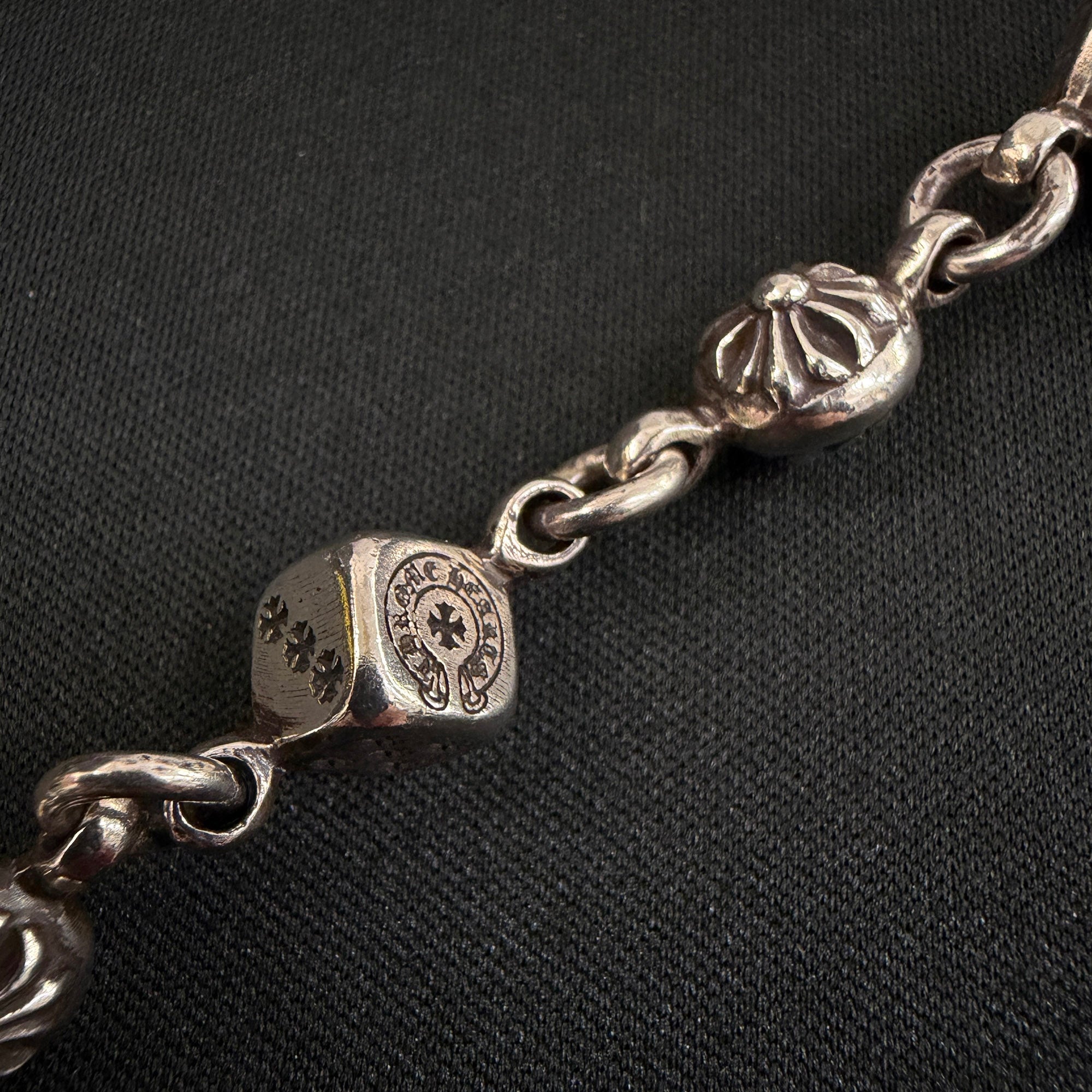 CHROME HEARTS DICE Cross Ball Silver Bracelet Size 9 LINK クロムハーツ ダイス クロスボール シルバー ブレスレット サイズ9リンク