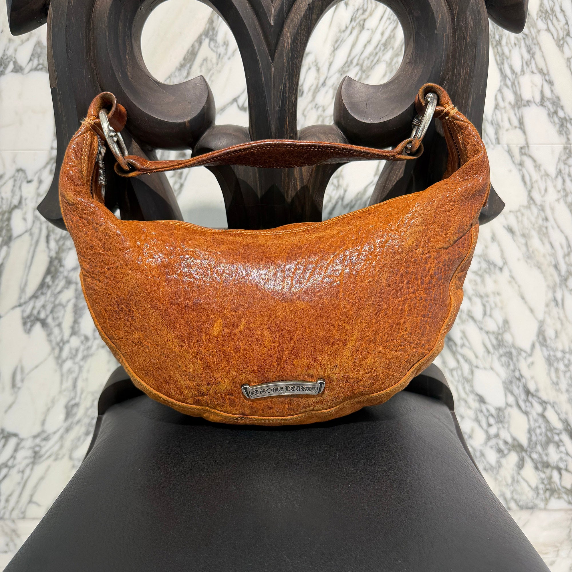 CHROME HEARTS Scroll Label Leather Hobo Bag クロムハーツ スクロールラベル レザーホーボーバッグ