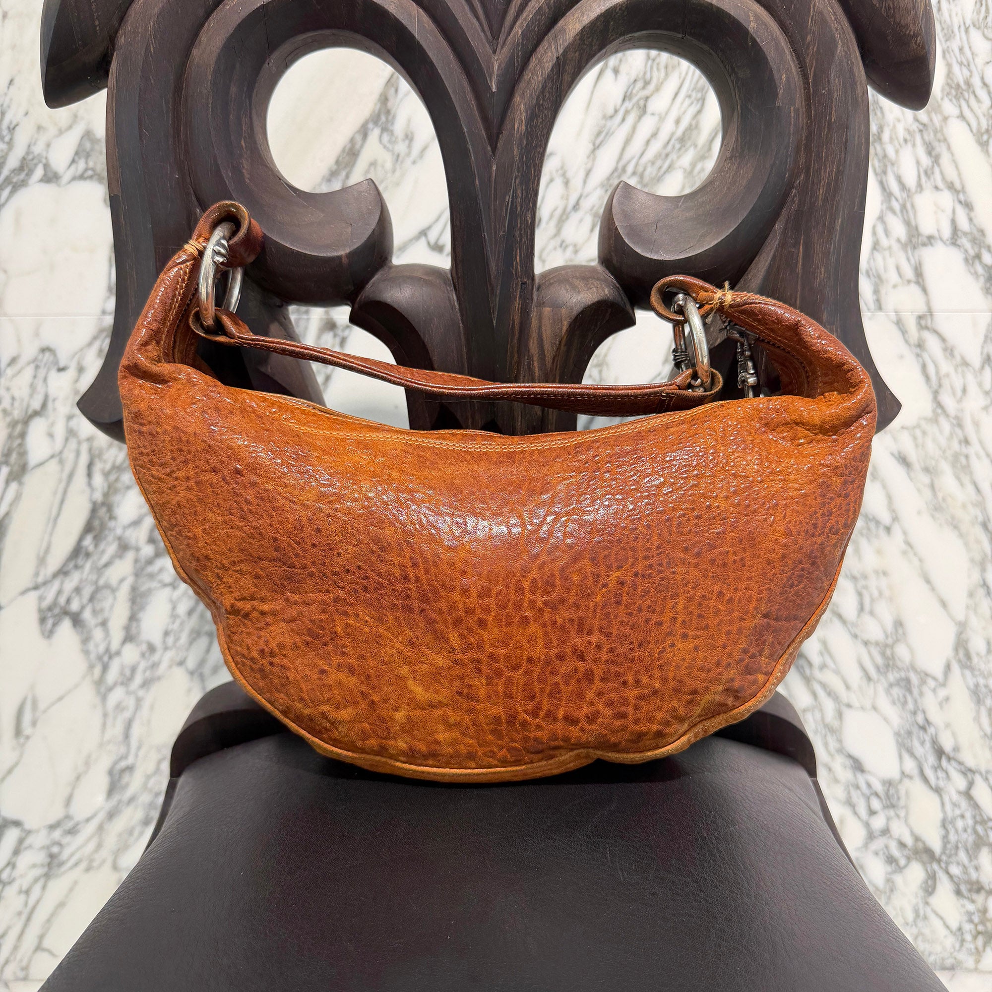 CHROME HEARTS Scroll Label Leather Hobo Bag クロムハーツ スクロールラベル レザーホーボーバッグ