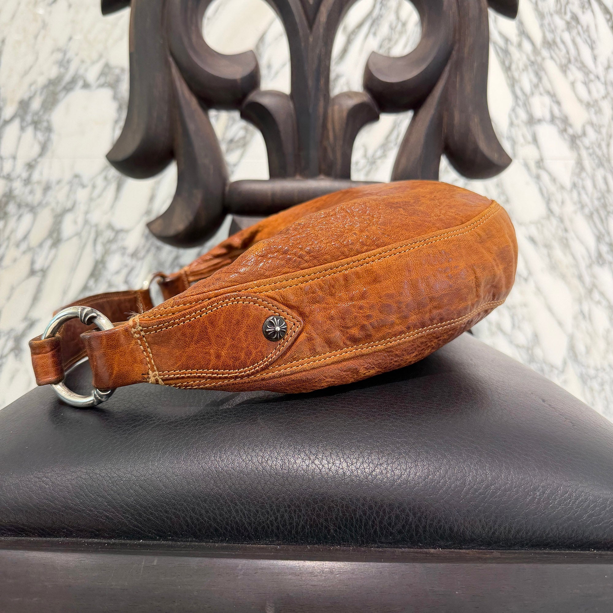 CHROME HEARTS Scroll Label Leather Hobo Bag クロムハーツ スクロールラベル レザーホーボーバッグ