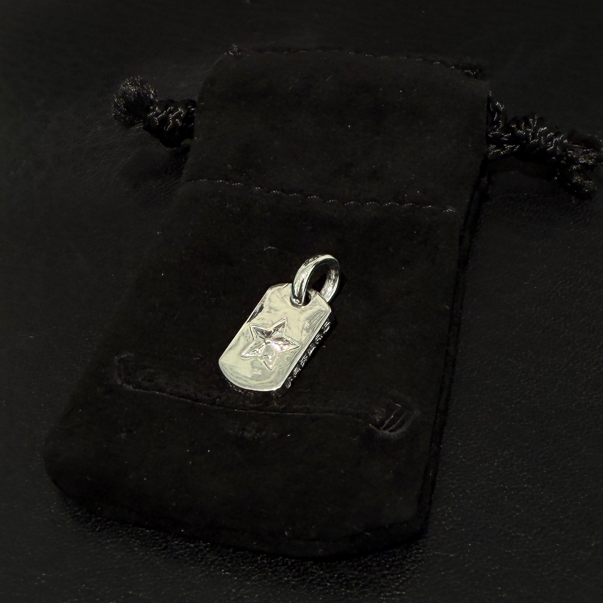 CHROME HEARTS 18K WG TINY STAR Dock Tag Pendant Charm クロムハーツ 18K ホワイトゴールド タイニー スター ドッグタグ ペンダントチャーム