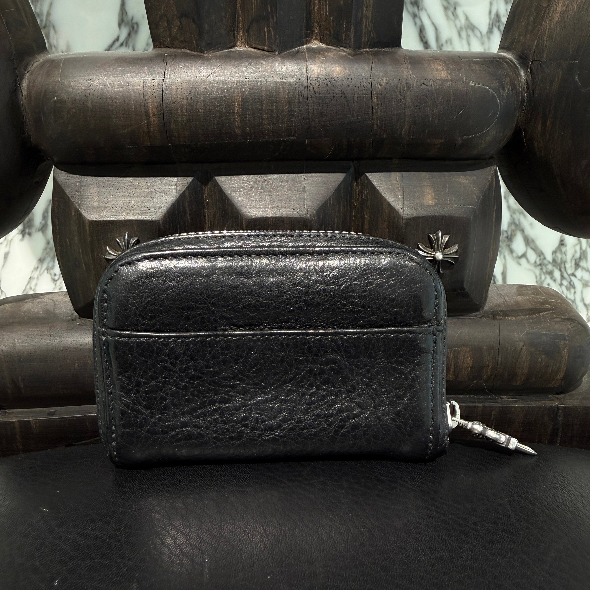 CHROME HEARTS Round Zip Leather Coin Case クロムハーツ ラウンド