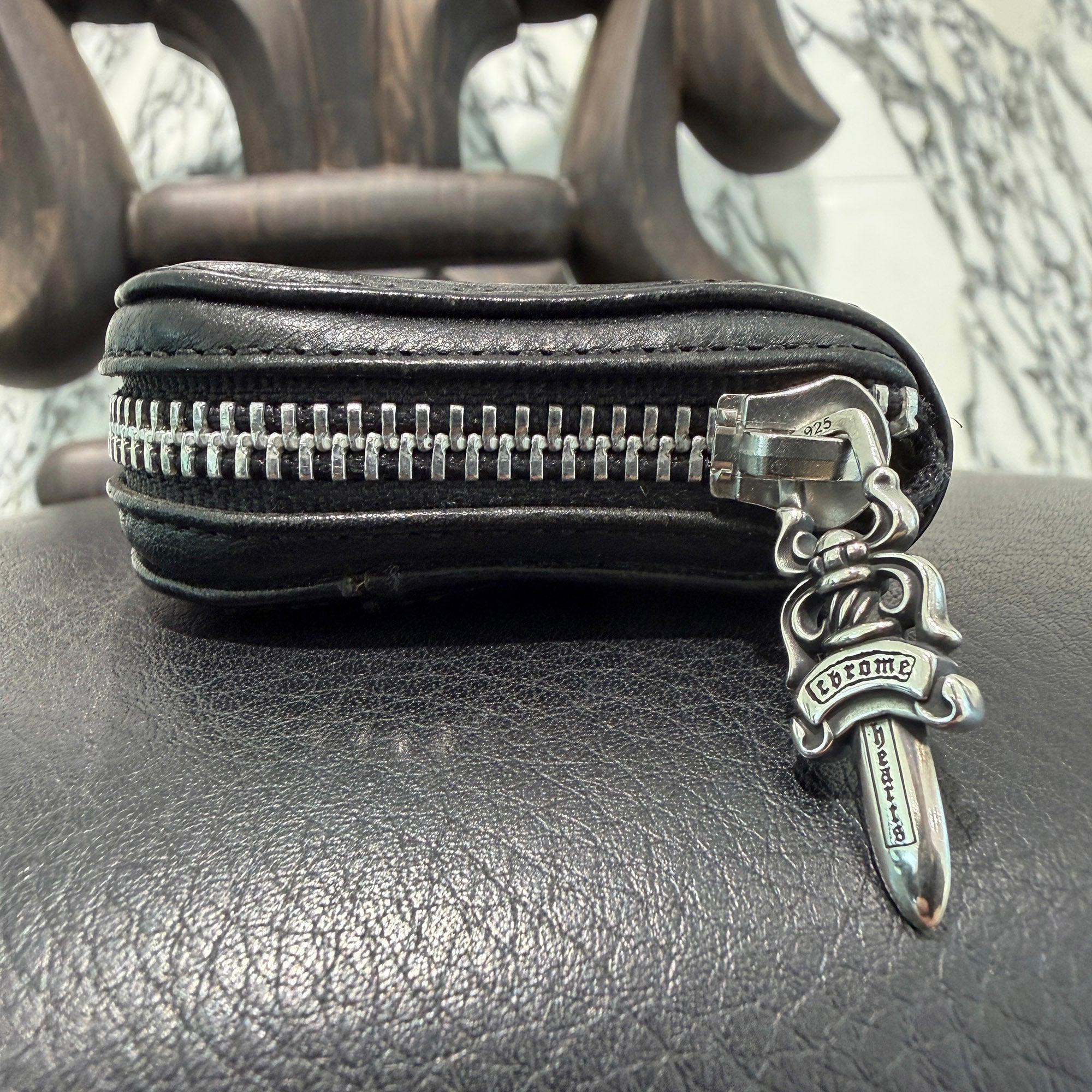 CHROME HEARTS Round Zip Leather Coin Case クロムハーツ ラウンド