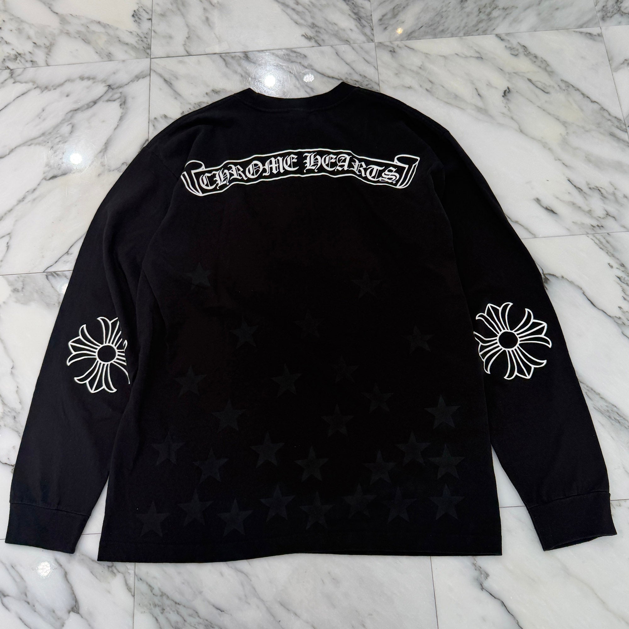 CHROME HEARTS Sleeve CH Plus Print Star Long Sleeve Tee Size L クロムハーツ スリーブ CHプラス プリント スターロングスリーブ Tシャツ サイズL