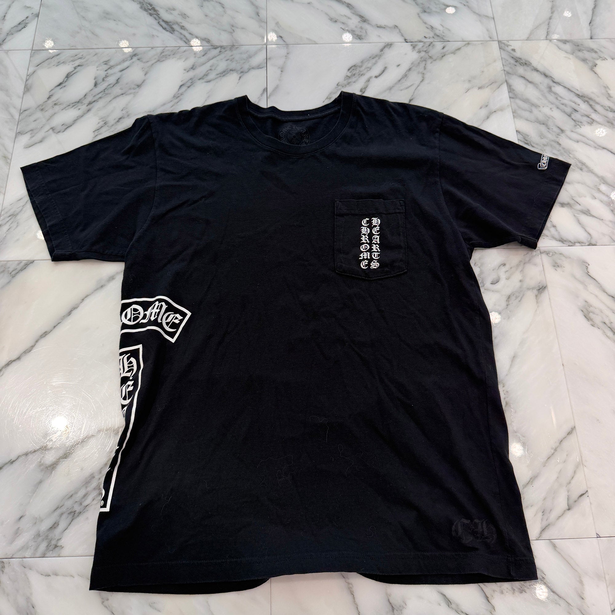 CHROME HEARTS Vertical T Bar Logo Back Horseshoe Print Tee Size L クロムハーツ バーティカル Tバーロゴ バックホースシュー Tシャツ サイズL