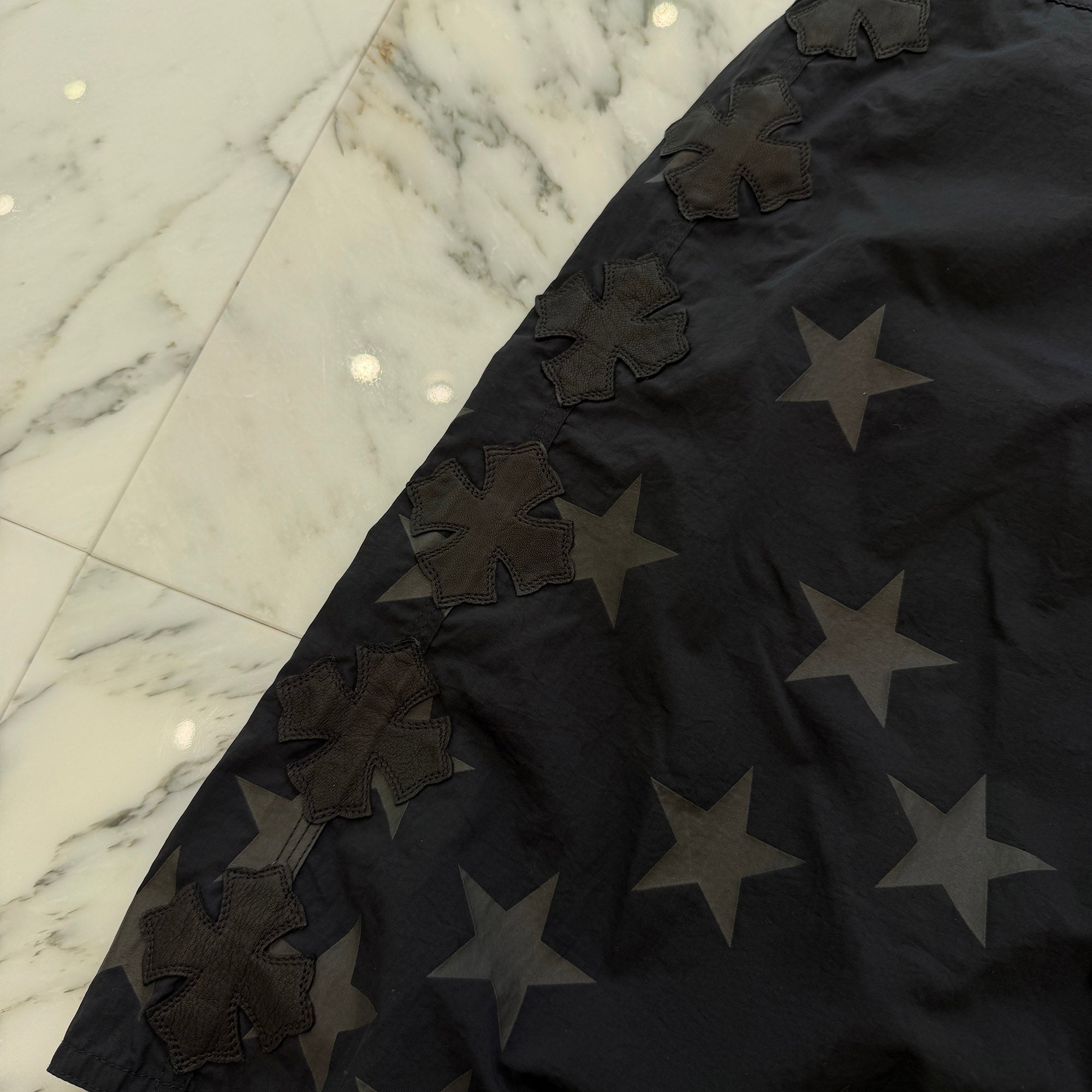 CHROME HEARTS 1 Cross Leather Patch Star Surf Short Pants Size 32 クロムハーツ 1 クロス レザーパッチ スターサーフショートパンツ サイズ32