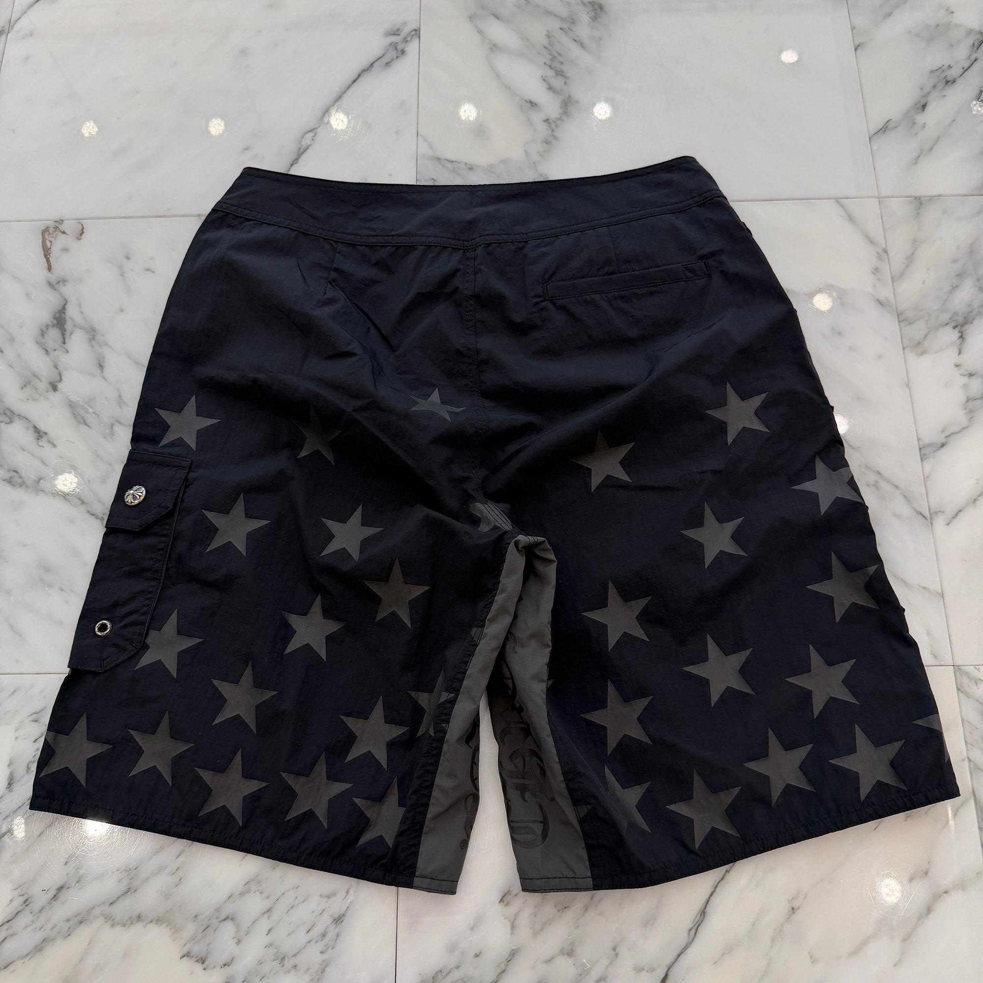 CHROME HEARTS 1 Cross Leather Patch Star Surf Short Pants Size 32 クロムハーツ 1 クロス レザーパッチ スターサーフショートパンツ サイズ32