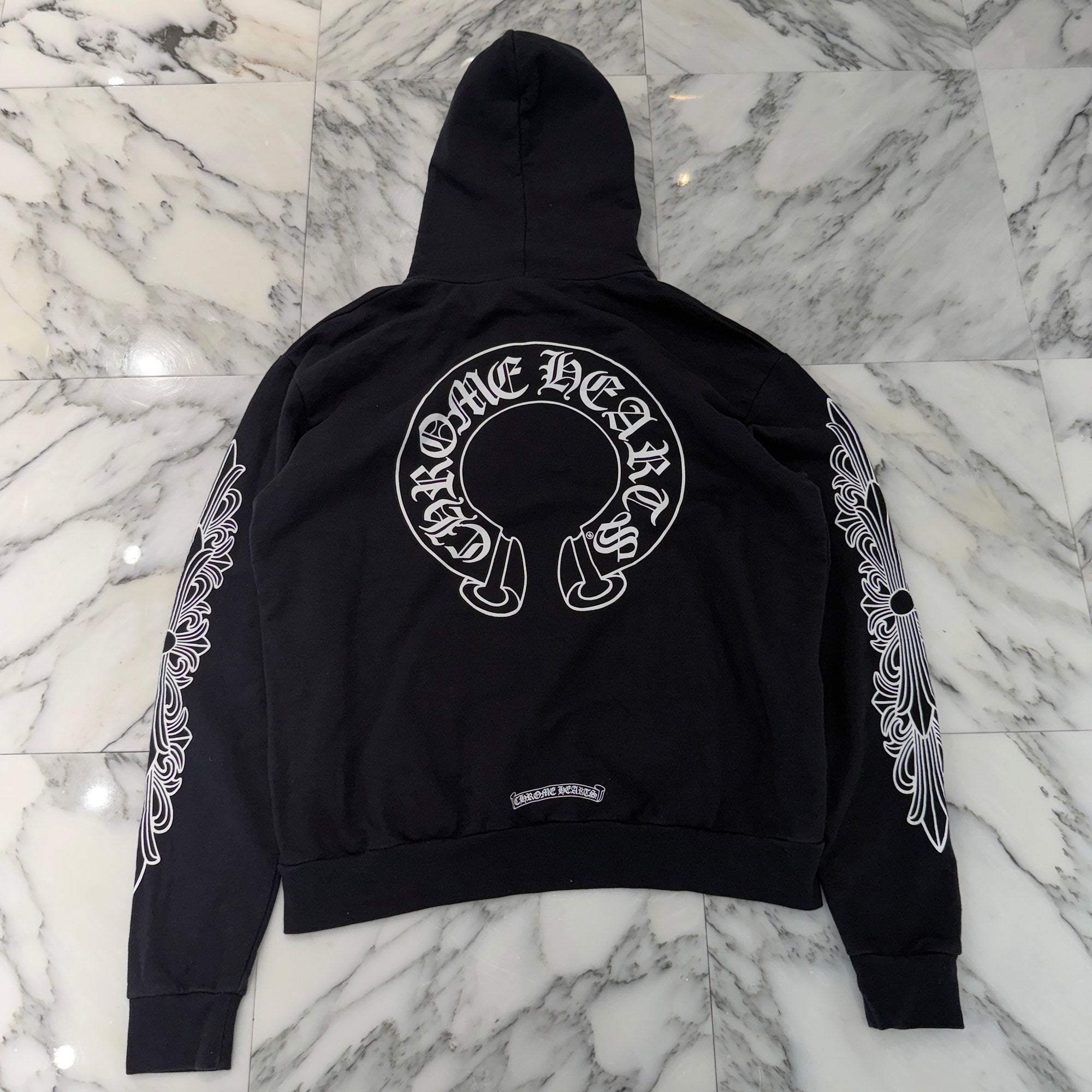 CHROME HEARTS Floral Cross Horseshoe Pullover Hoodie Size S クロムハーツ フローラルクロス ホースシュー プルオーバーフーディ サイズS
