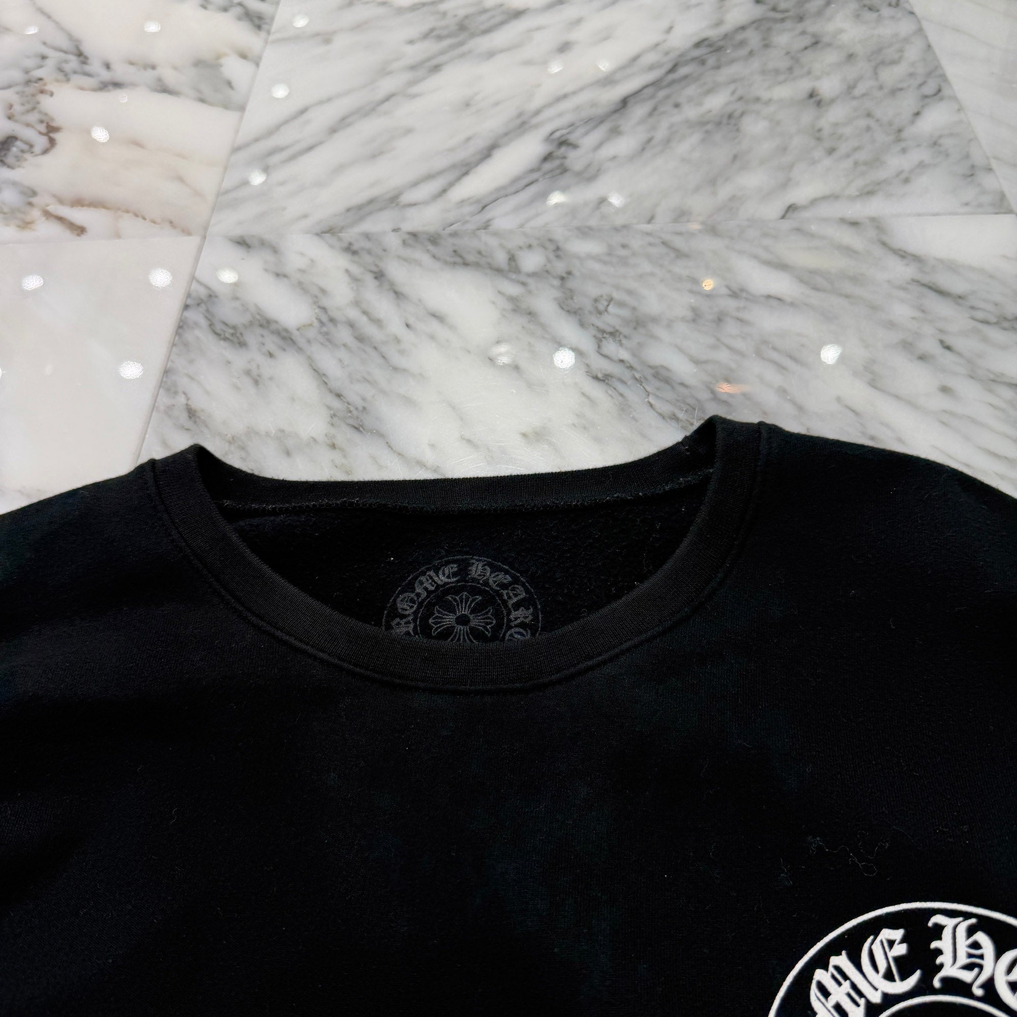 CHROME HEARTS Floral Cross Horseshoe Crewneck Sweat Shirts Size XXL クロムハーツ フローラルクロス ホースシュー クルーネック スウェットシャツ サイズXXL