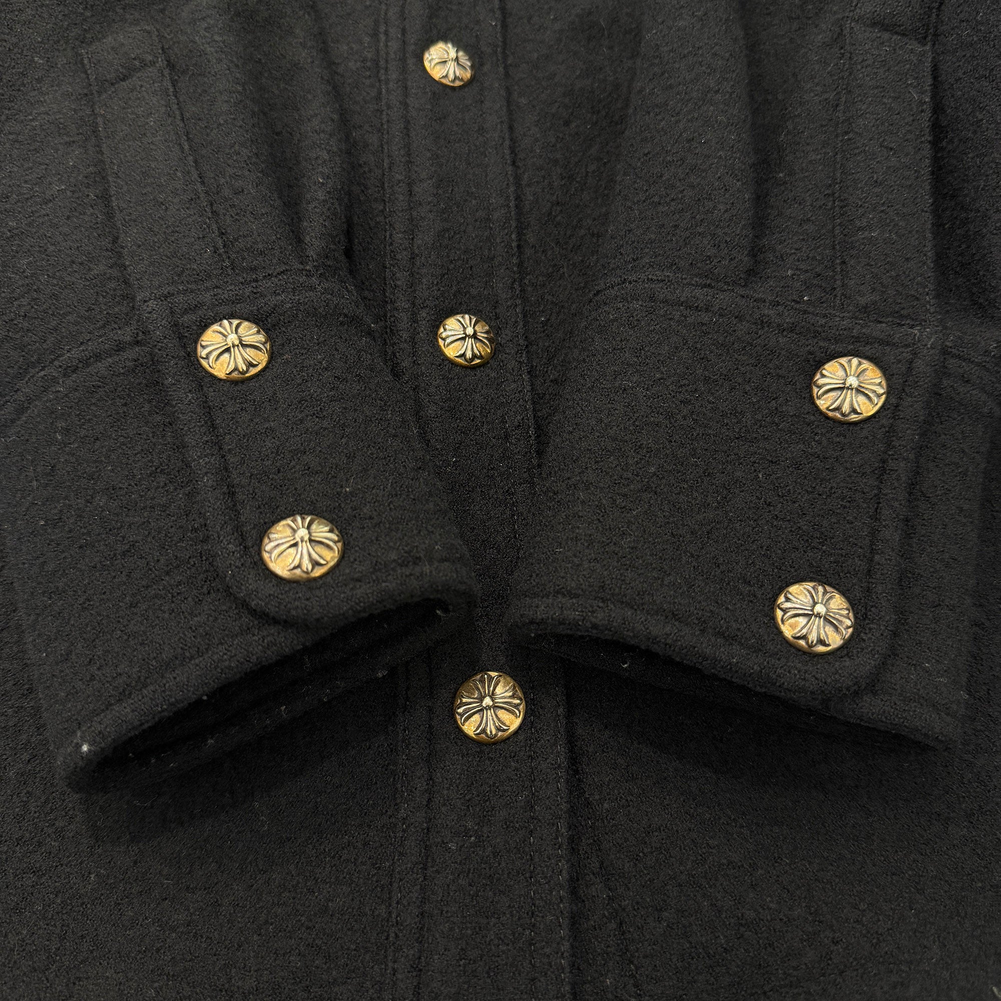 CHROME HEARTS Y NOT Lucky Leather Patch Cross Ball Wool Jacket Size M クロムハーツ ワイノット ラッキーレザーパッチ クロスボール ウールジャケット サイズM