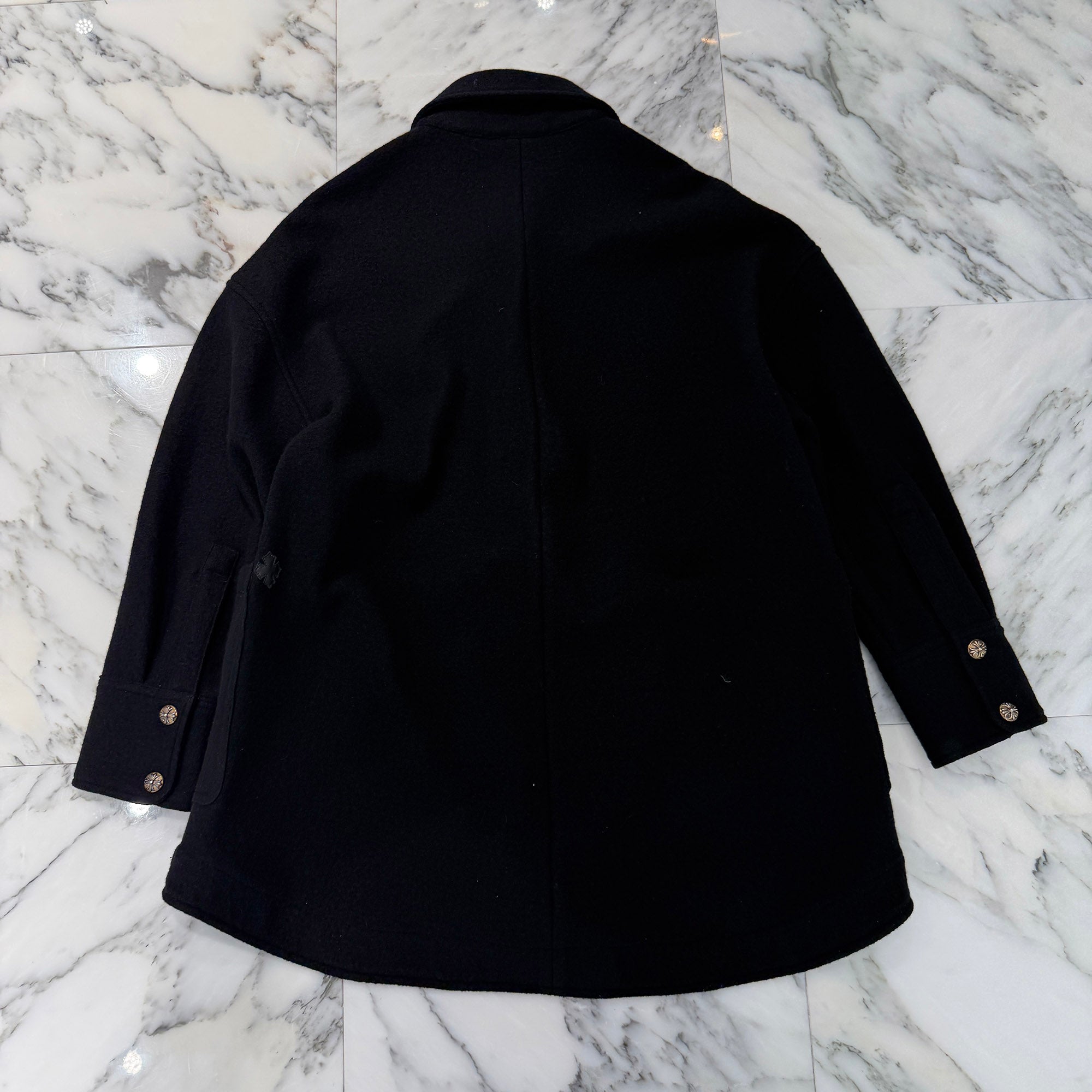 CHROME HEARTS Y NOT Lucky Leather Patch Cross Ball Wool Jacket Size M クロムハーツ ワイノット ラッキーレザーパッチ クロスボール ウールジャケット サイズM