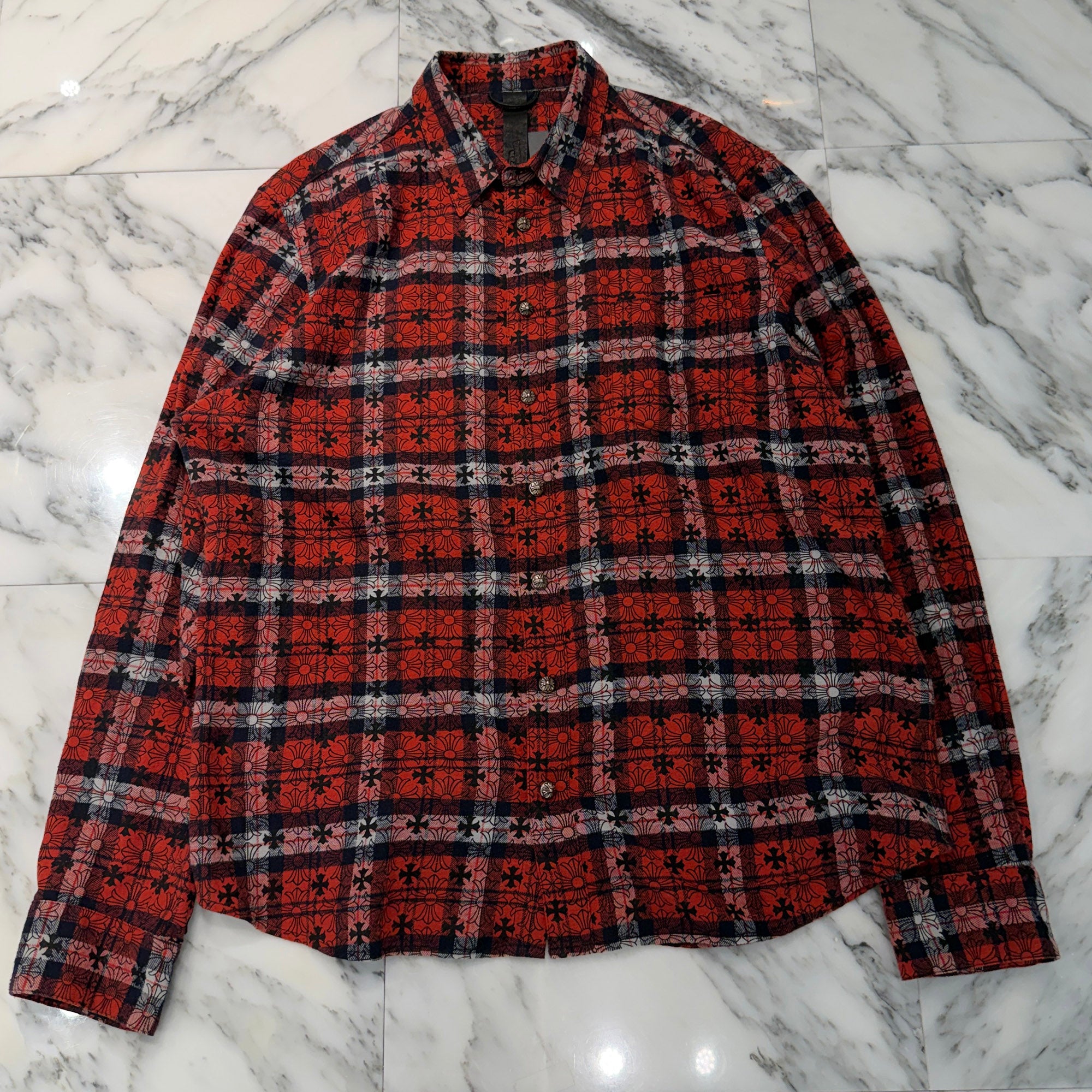 CHROME HEARTS Y NOT Loose Ends Check Shirt Size XXL クロムハーツ ワイノット ルーズエンド チェックシャツ サイズXXL