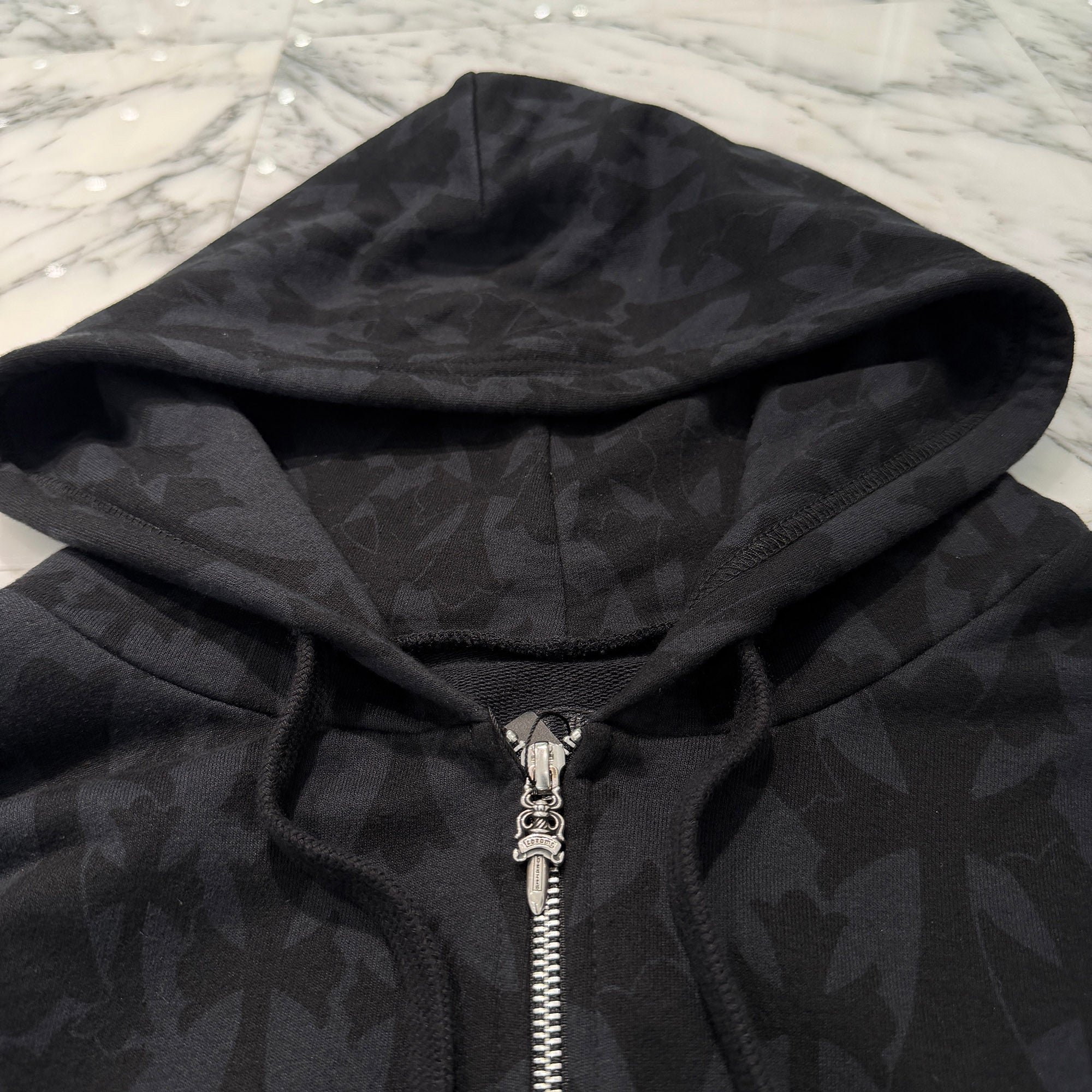 CHROME HEARTS 2024SS Graveyard Cemetery Cross Zip Up Hoodie Size
