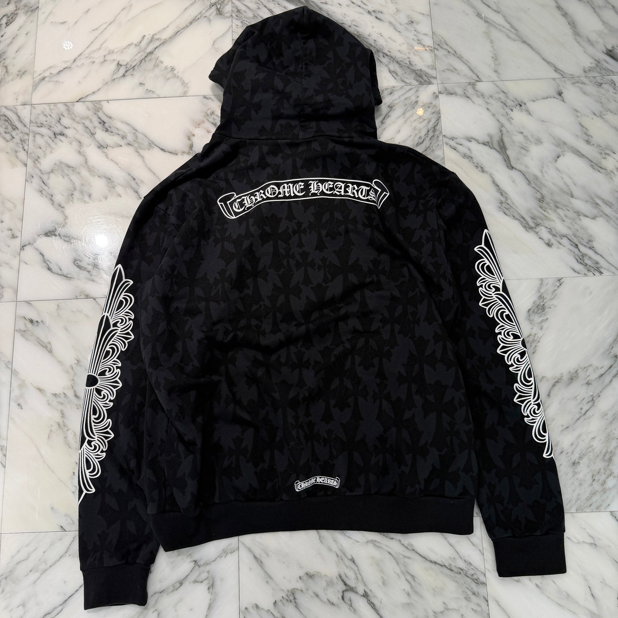 最終クロムハーツ CHROME HEARTS 2024SS Graveyard Cemetery Cross Zip Up Hoodie Size