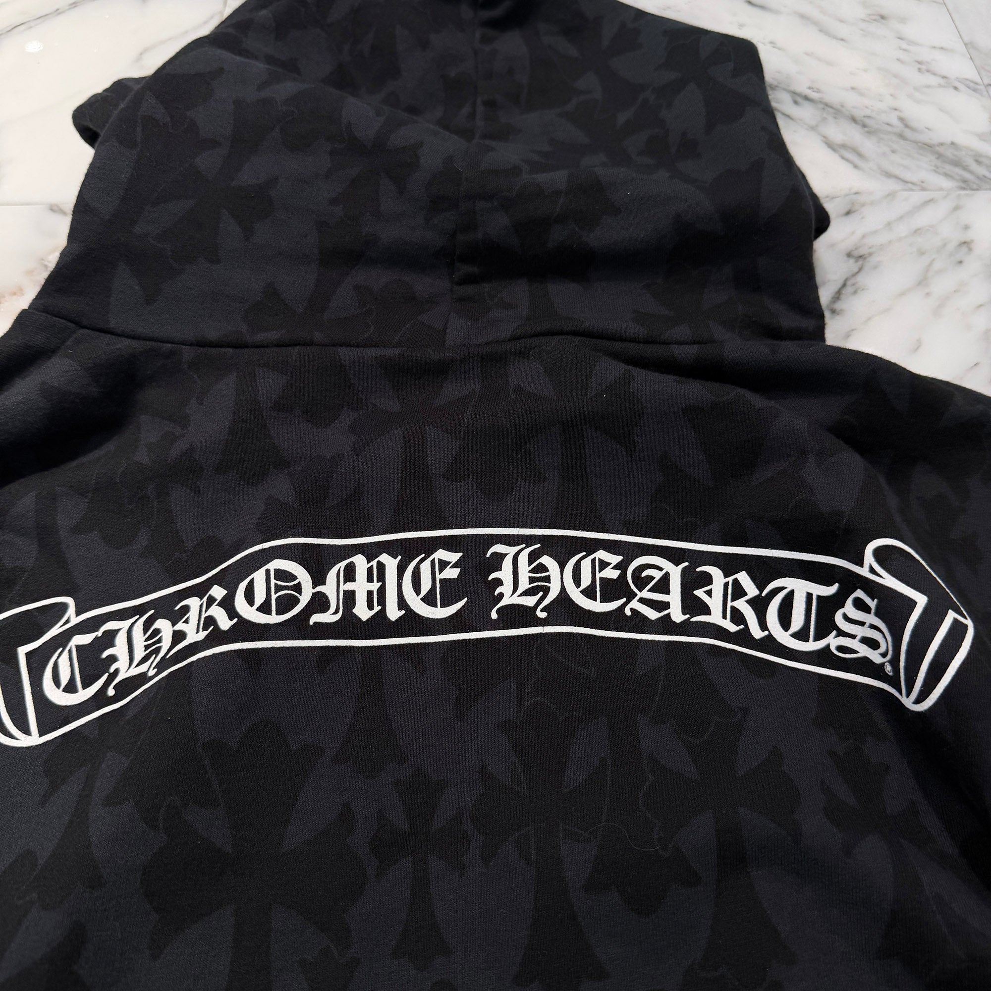 CHROME HEARTS 2024SS Graveyard Cemetery Cross Zip Up Hoodie Size