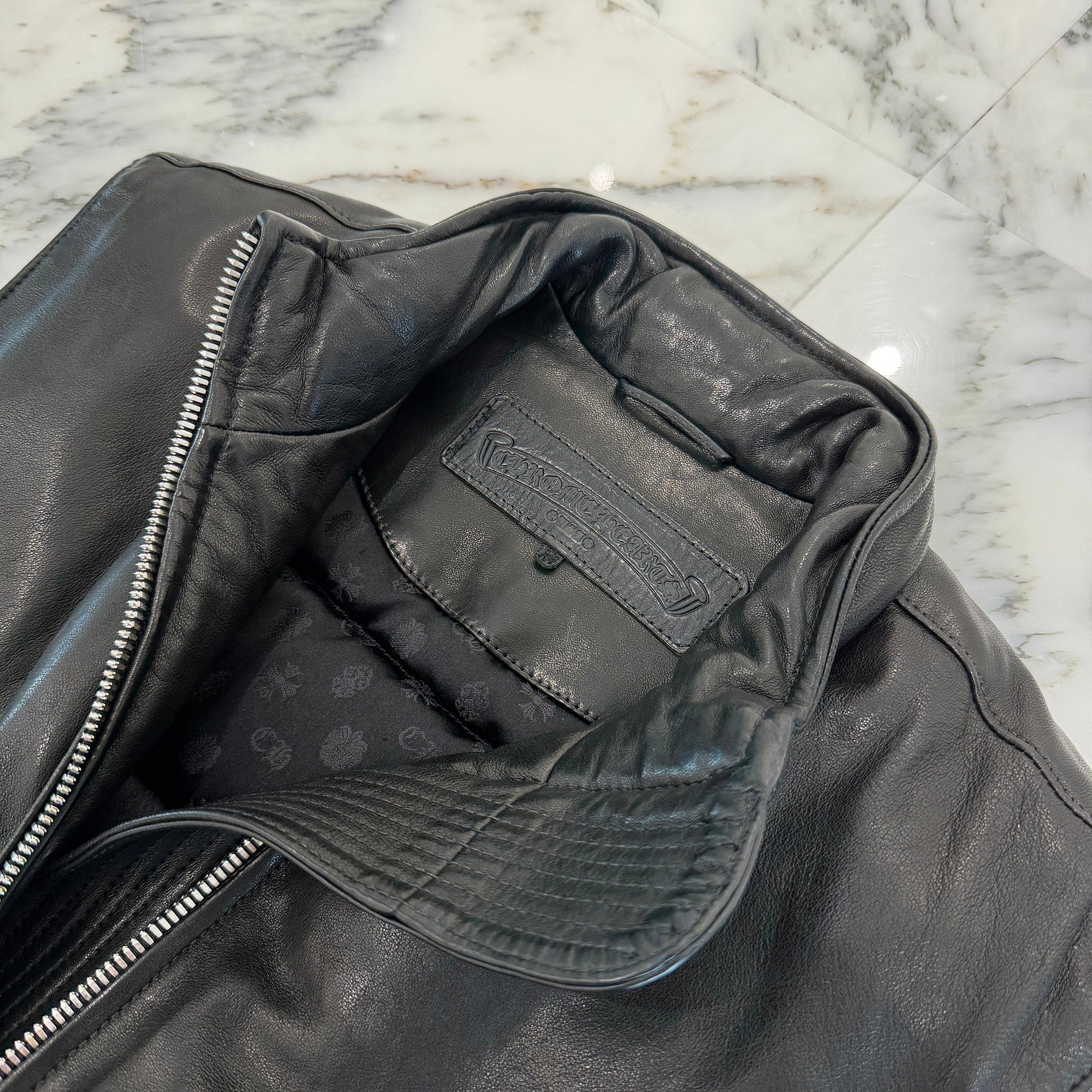 CHROME HEARTS PERFECT Side Zip Leather Down Vest Size M クロムハーツ パーフェクト サイドジップ レザーダウンベスト サイズM