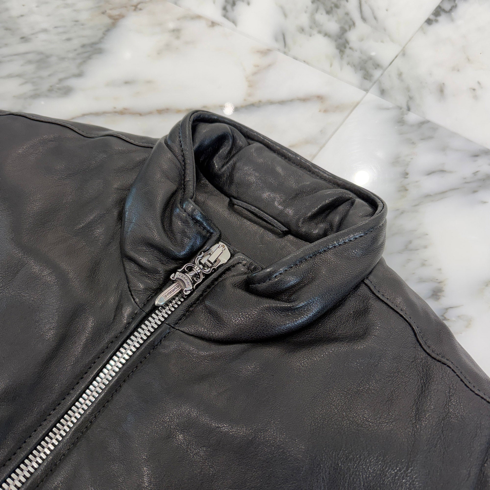 CHROME HEARTS PERFECT Side Zip Leather Down Vest Size M クロムハーツ パーフェクト サイドジップ レザーダウンベスト サイズM