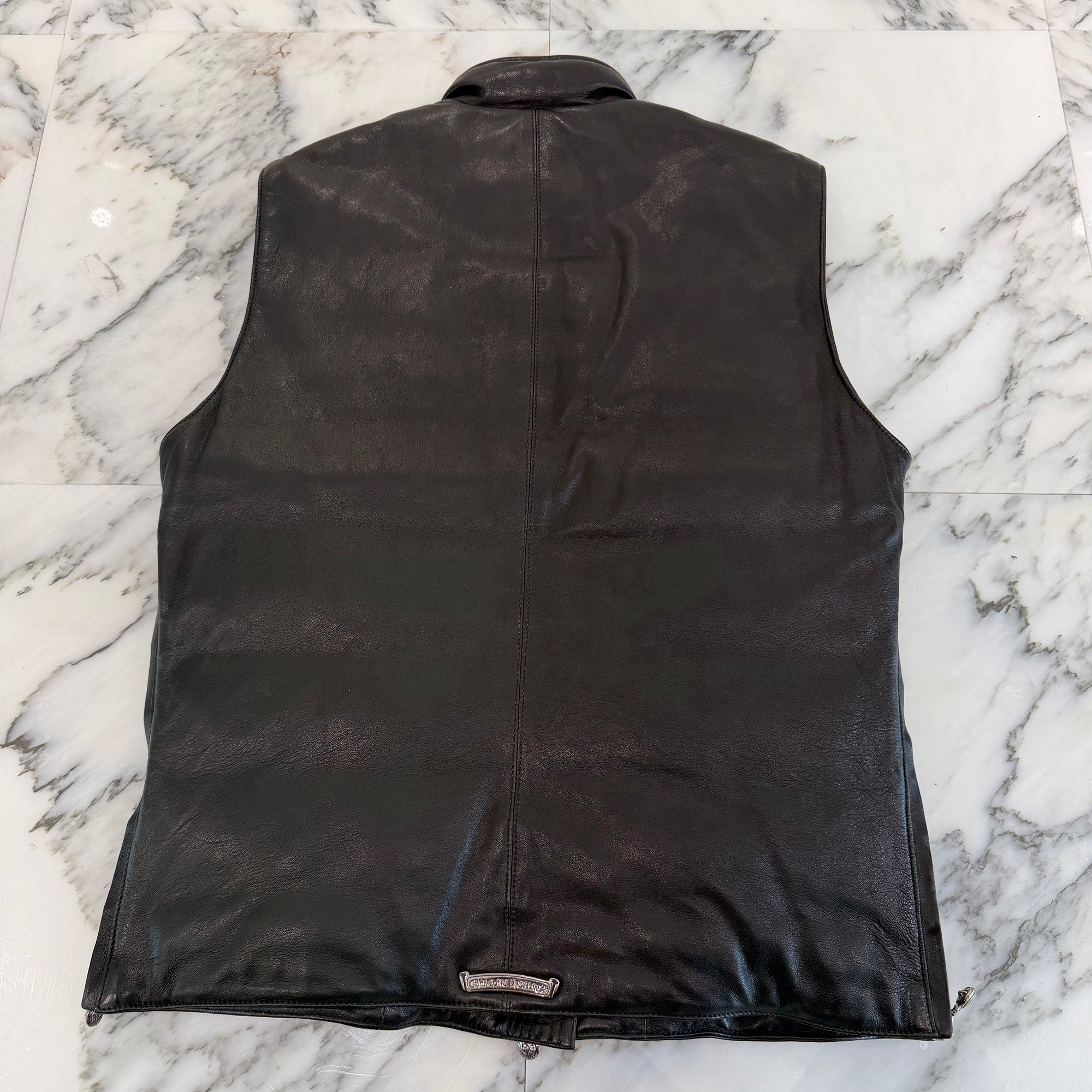 CHROME HEARTS PERFECT Side Zip Leather Down Vest Size M クロムハーツ パーフェクト サイドジップ レザーダウンベスト サイズM