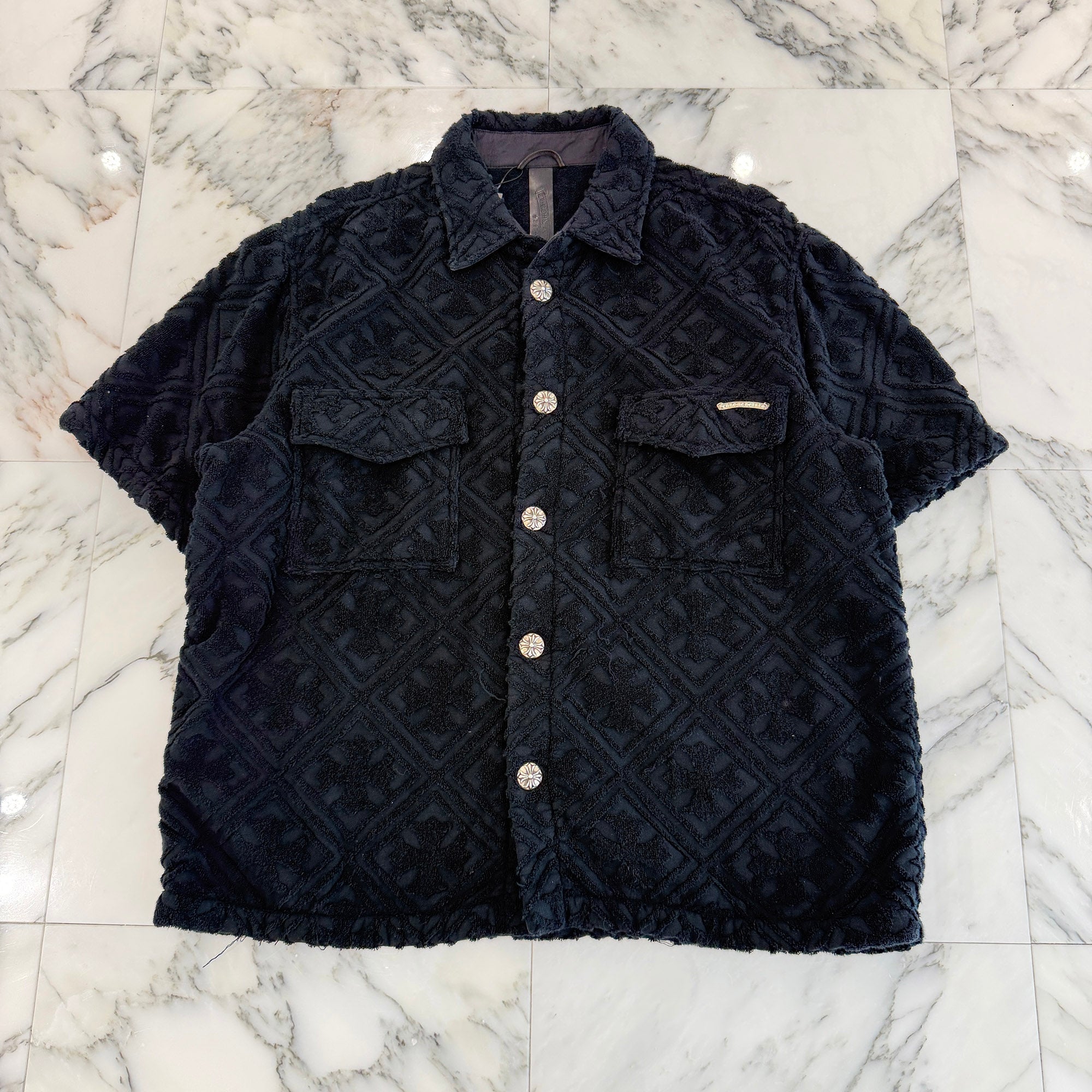 CHROME HEARTS Y NOT CH Plus Pattern Pile Terry Shirt Size XL クロムハーツ ワイノット CHプラス総柄 パイル地 テリー シャツ サイズXL