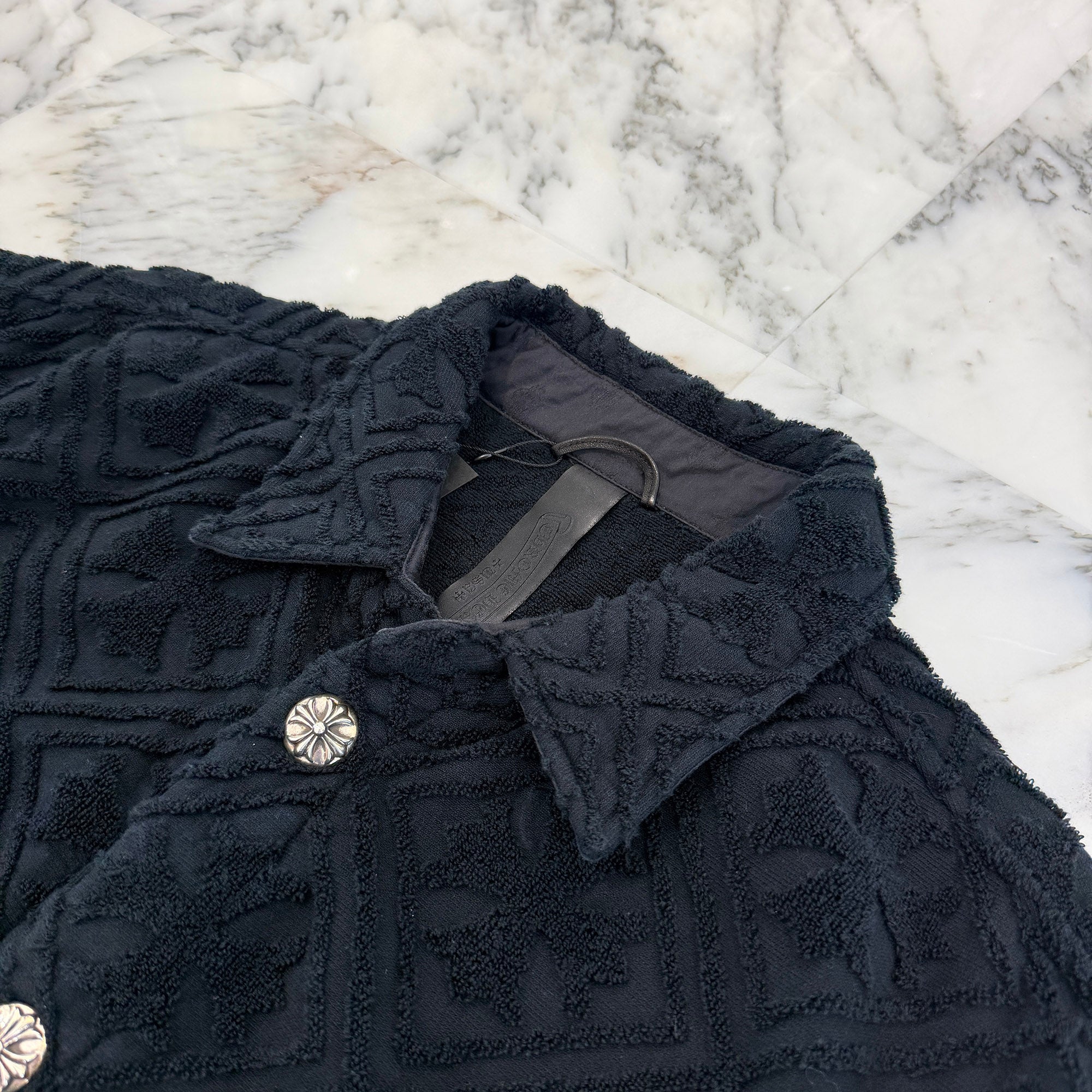 CHROME HEARTS Y NOT CH Plus Pattern Pile Terry Shirt Size XL クロムハーツ ワイノット CHプラス総柄 パイル地 テリー シャツ サイズXL