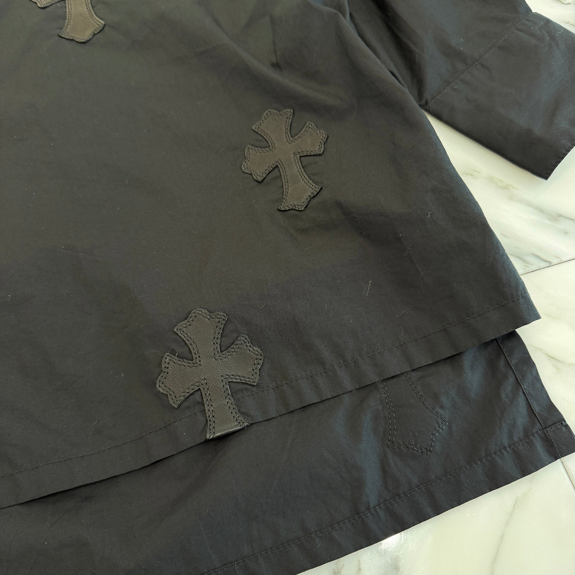 CHROME HEARTS YNOT Mahal Kita Cross Leather Patch Shirt Size M クロムハーツ ワイノット マハルキタ クロスレザーパッチ シャツ サイズM