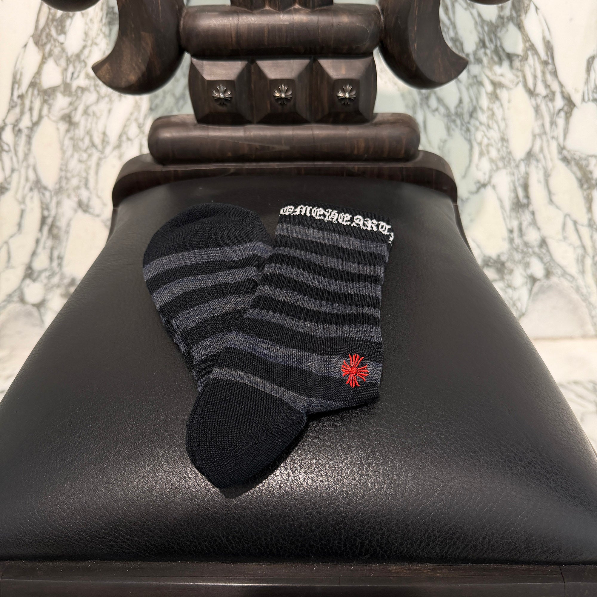 CHROME HEARTS CH Plus Border Socks x3 Size L(JP27-30) クロムハーツ CHプラス ボーダーソックス サイズL(JP27-30)