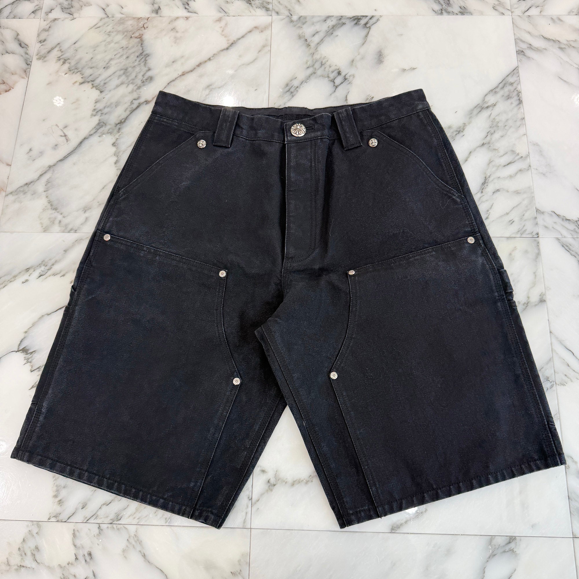 CHROME HEARTS Carpenter Cemetery Cross Patch Denim Shorts Size 33 クロムハーツ カーペンター セメタリークロスパッチ デニムショーツ サイズ33