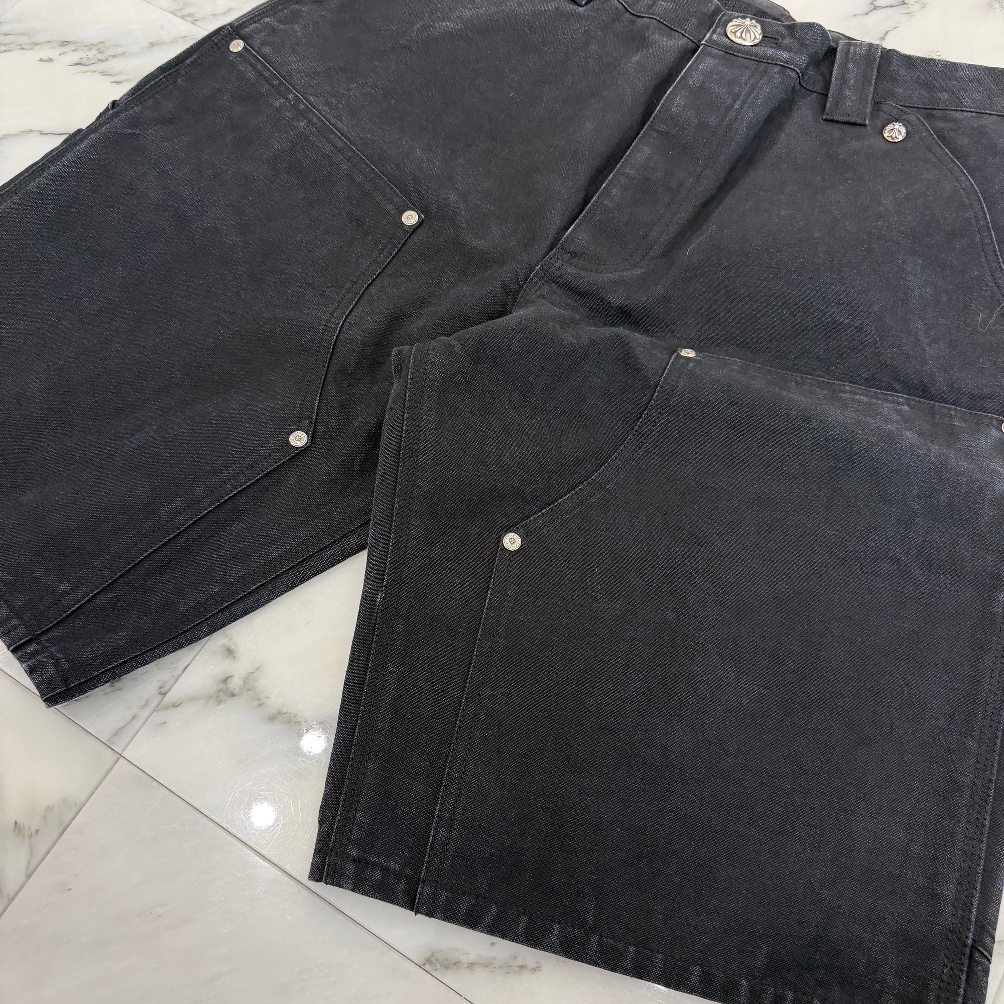 CHROME HEARTS Carpenter Cemetery Cross Patch Denim Shorts Size 33 クロムハーツ カーペンター セメタリークロスパッチ デニムショーツ サイズ33