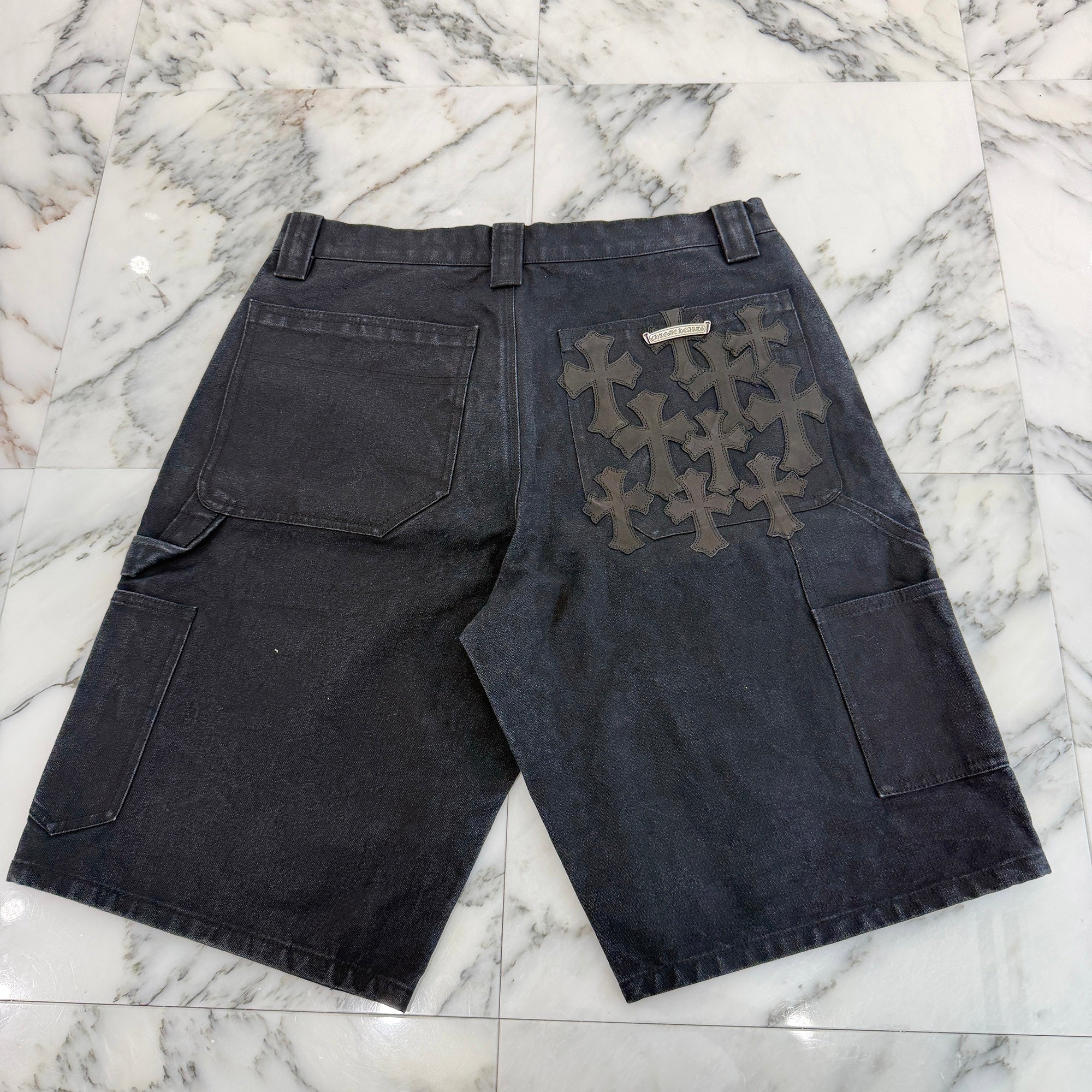 CHROME HEARTS Carpenter Cemetery Cross Patch Denim Shorts Size 33 クロムハーツ カーペンター セメタリークロスパッチ デニムショーツ サイズ33