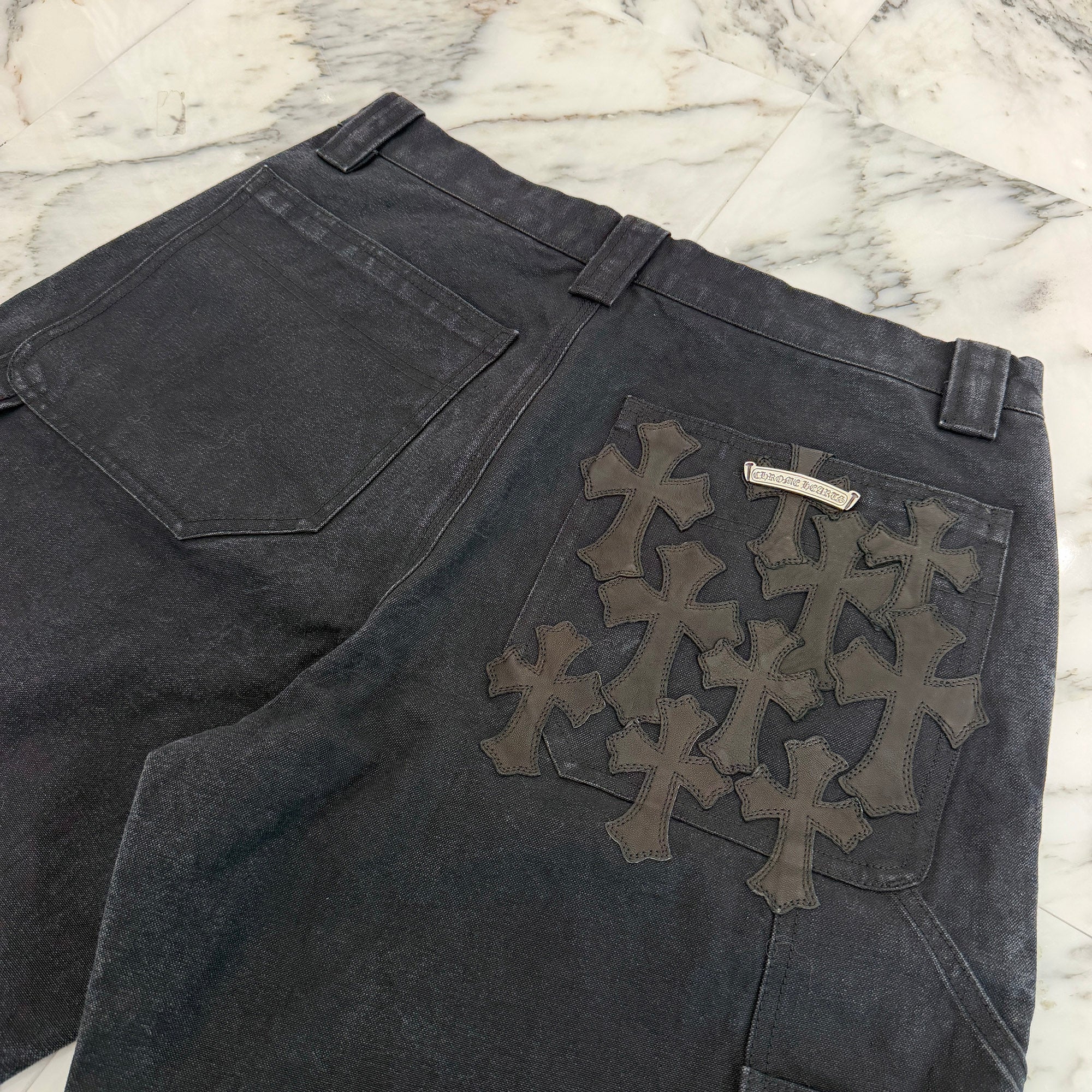 CHROME HEARTS Carpenter Cemetery Cross Patch Denim Shorts Size 33 クロムハーツ カーペンター セメタリークロスパッチ デニムショーツ サイズ33