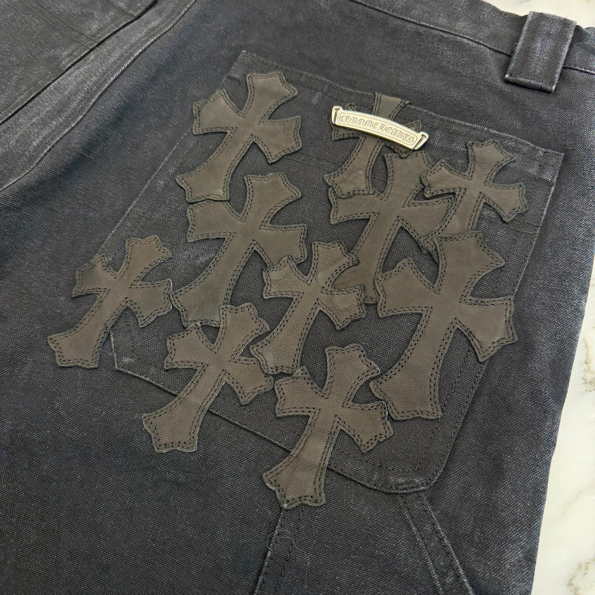 CHROME HEARTS Carpenter Cemetery Cross Patch Denim Shorts Size 33 クロムハーツ カーペンター セメタリークロスパッチ デニムショーツ サイズ33