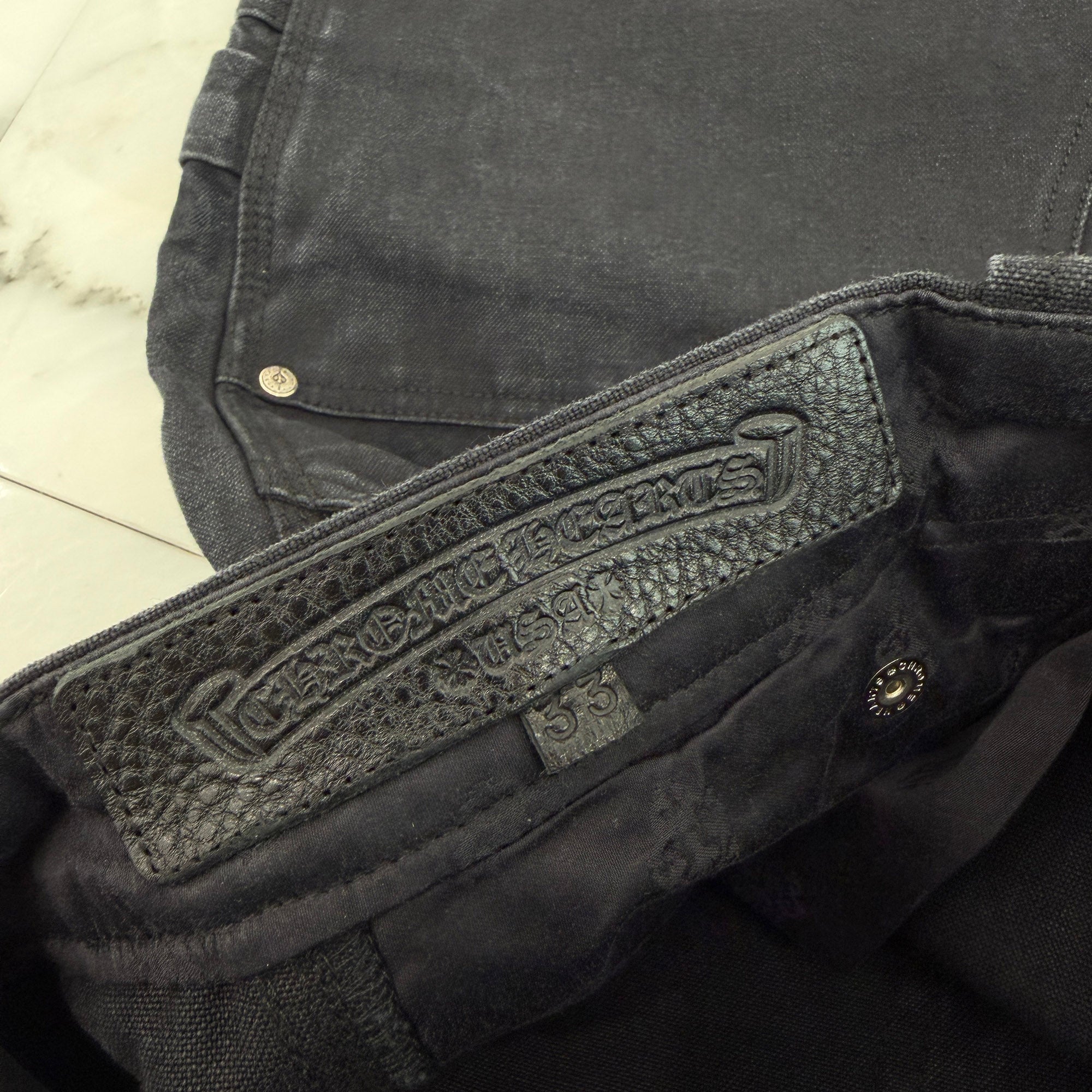 CHROME HEARTS Carpenter Cemetery Cross Patch Denim Shorts Size 33 クロムハーツ カーペンター セメタリークロスパッチ デニムショーツ サイズ33
