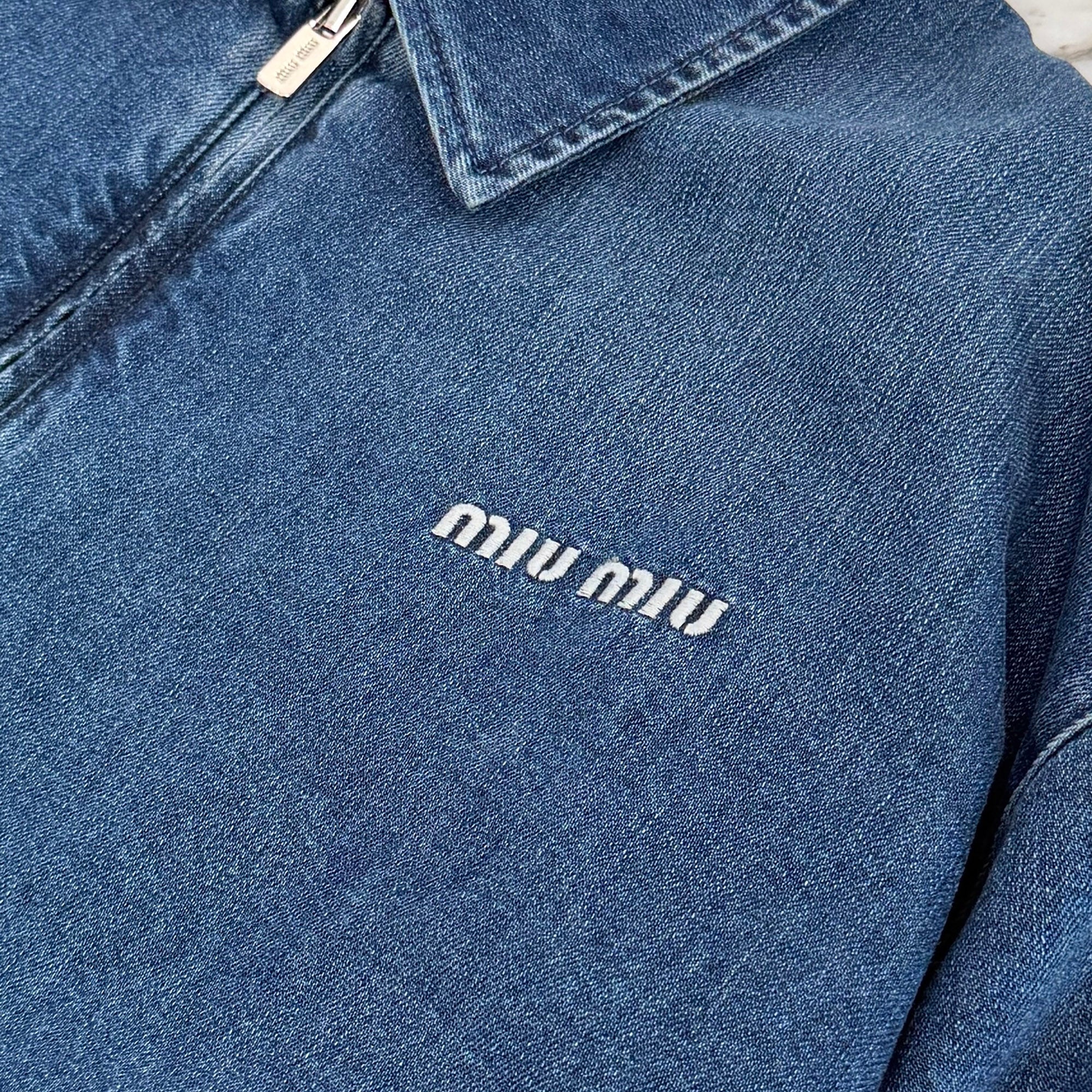MIU MIU 2026SS Logo Embroidery Cashmere Denim Zip Up Jacket GWB272_17ON_F0008_S_OOO Size 36 ミュウミュウ ロゴ刺繡 カシミヤデニム ジップアップ ジャケット サイズ36