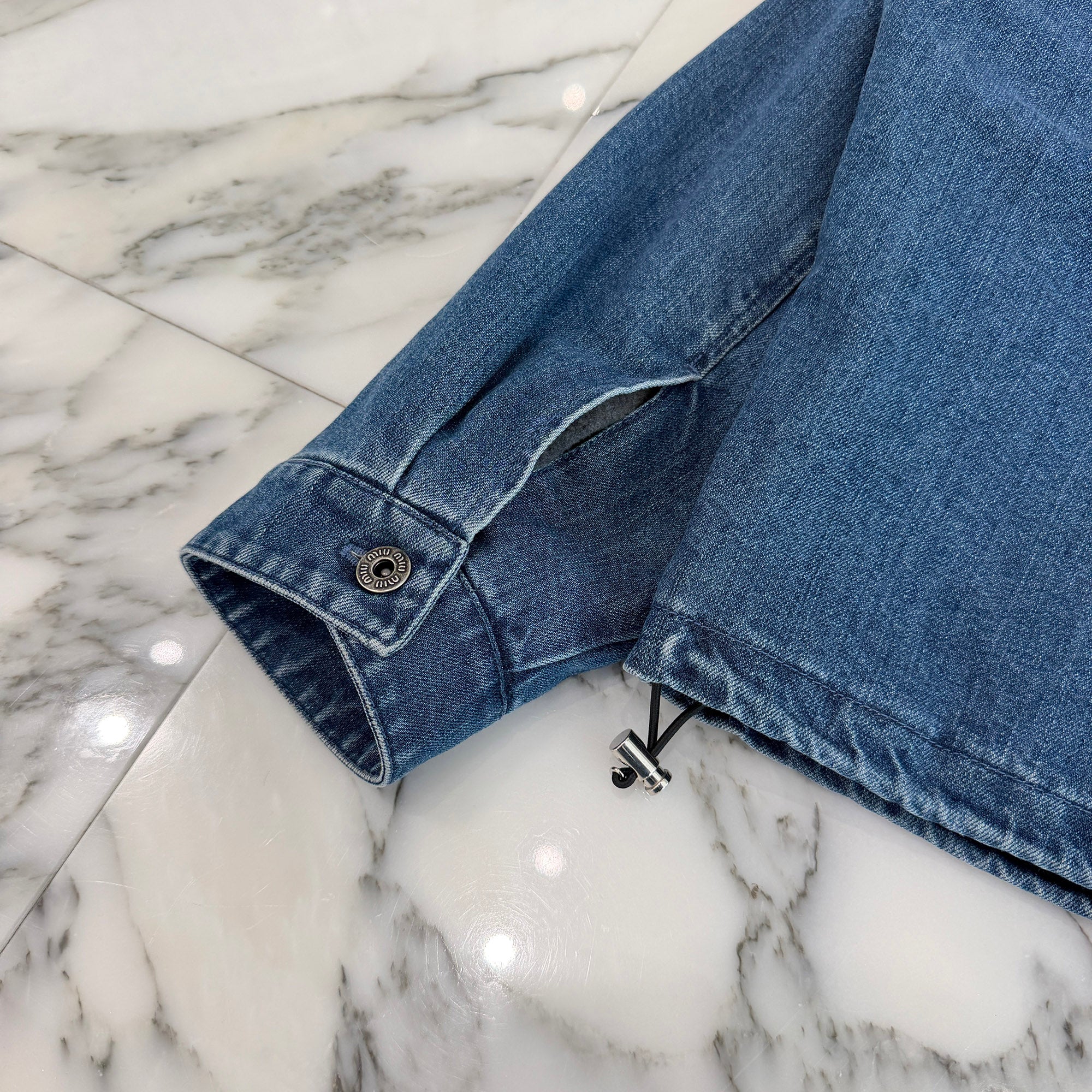 MIU MIU 2026SS Logo Embroidery Cashmere Denim Zip Up Jacket GWB272_17ON_F0008_S_OOO Size 36 ミュウミュウ ロゴ刺繡 カシミヤデニム ジップアップ ジャケット サイズ36