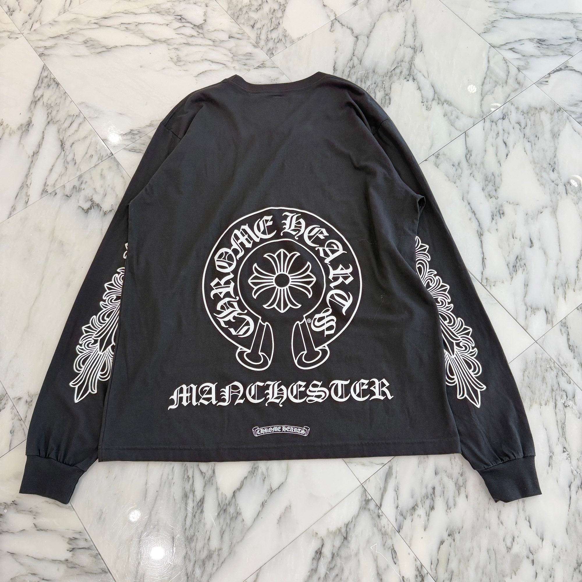 CHROME HEARTS Manchester Limited Floral Cross Horseshoe Long Sleeve Tee Size XL クロムハーツ マンチェスター限定 フローラルクロス ホースシュー ロングスリーブTシャツ サイズXL