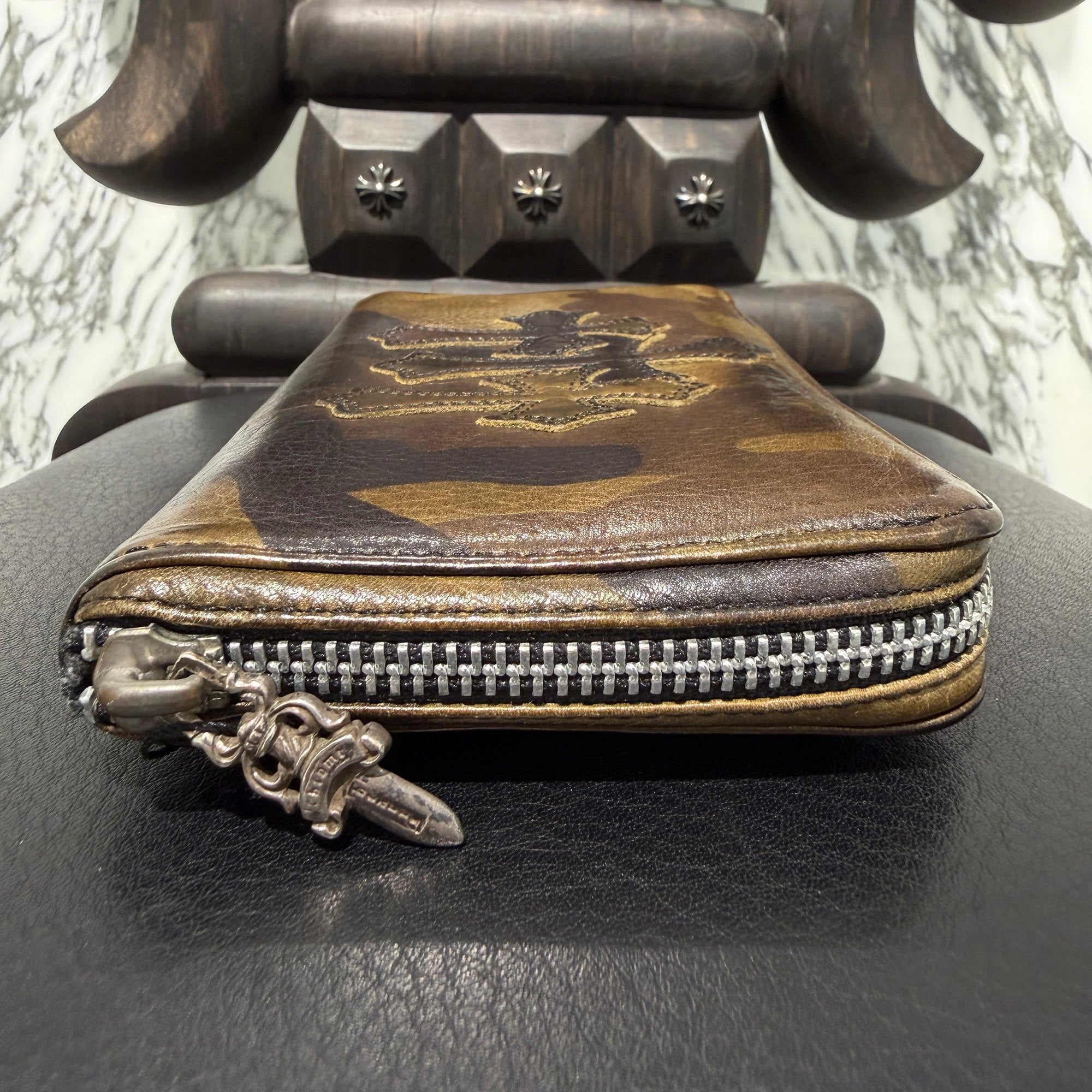 CHROME HEARTS Camouflage 3 Cemetery Cross Leather Patch REC F ZIP