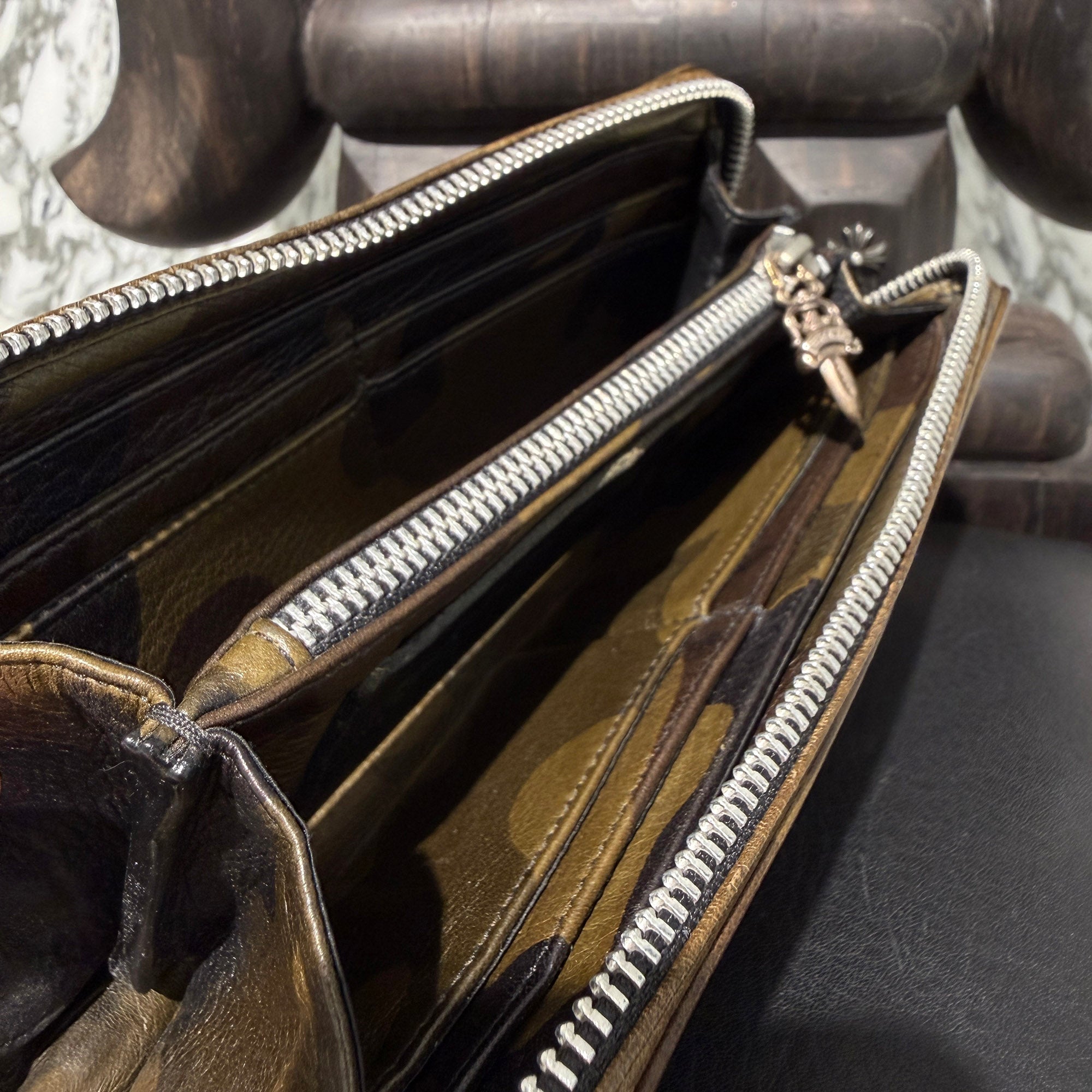 CHROME HEARTS Camouflage 3 Cemetery Cross Leather Patch REC F ZIP Wallet クロムハーツ カモフラージュ 3セメタリークロス レザーパッチ レック F ジップ ウォレット