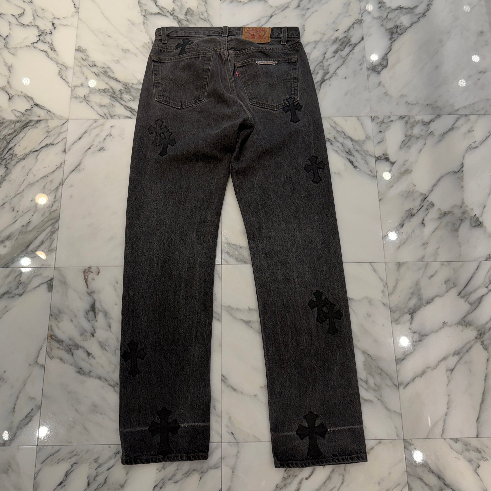 CHROME HEARTS × Levi's 501 VNTG Leather Cross Patch Denim Pants Size 31 クロムハーツ × リーバイス 501 ヴィンテージ レザークロスパッチ デニムパンツ サイズ31
