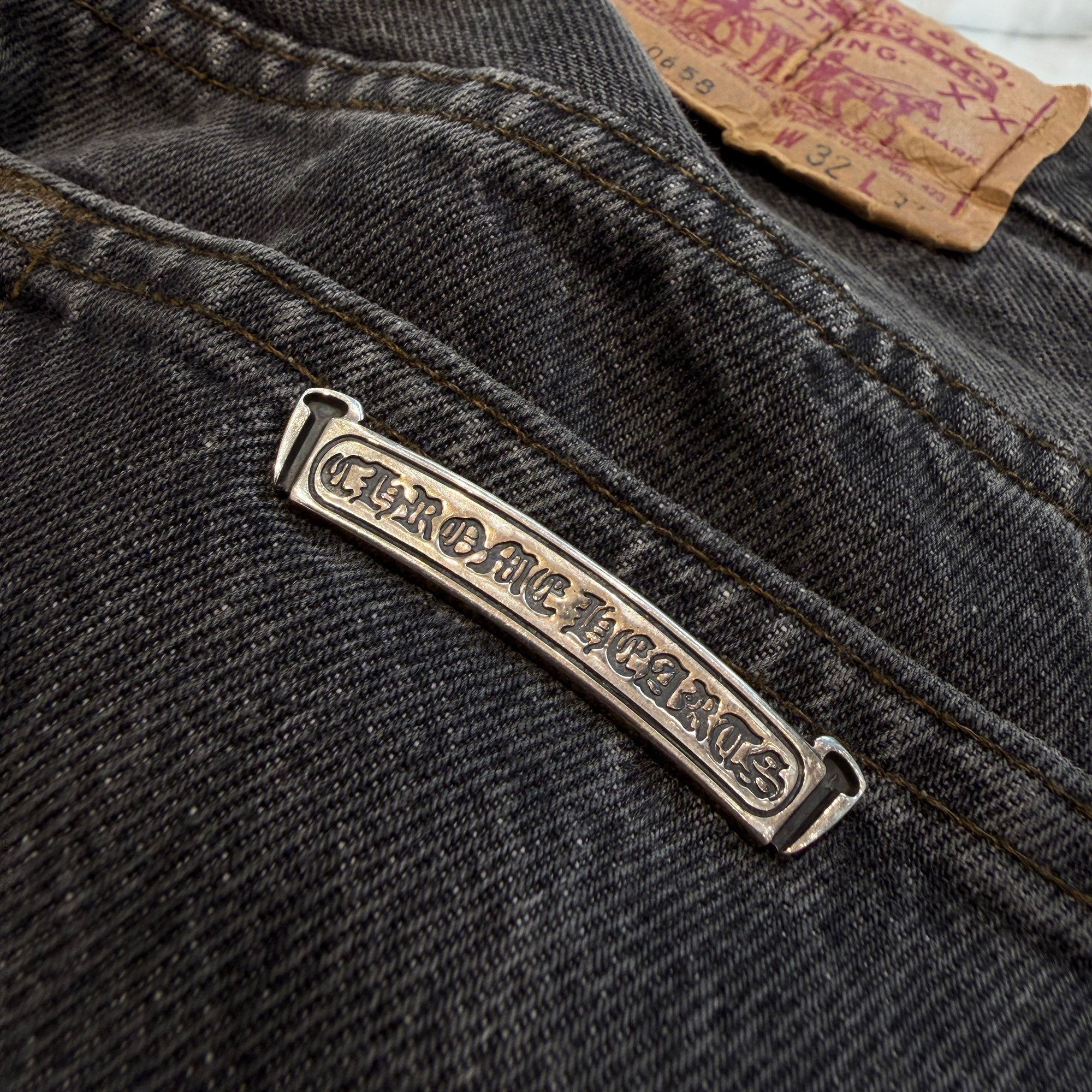CHROME HEARTS × Levi's 501 VNTG Leather Cross Patch Denim Pants Size 31 クロムハーツ × リーバイス 501 ヴィンテージ レザークロスパッチ デニムパンツ サイズ31